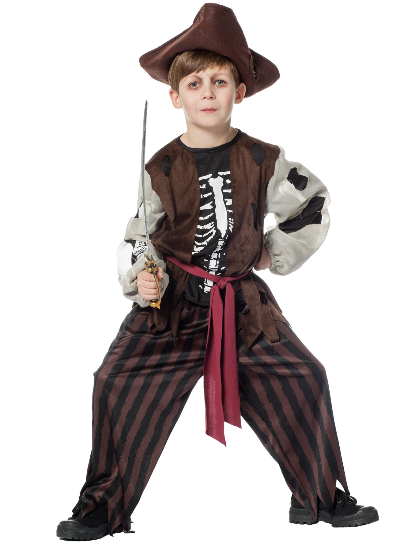 Pirat mit Skelett 2-tlg. braun 152