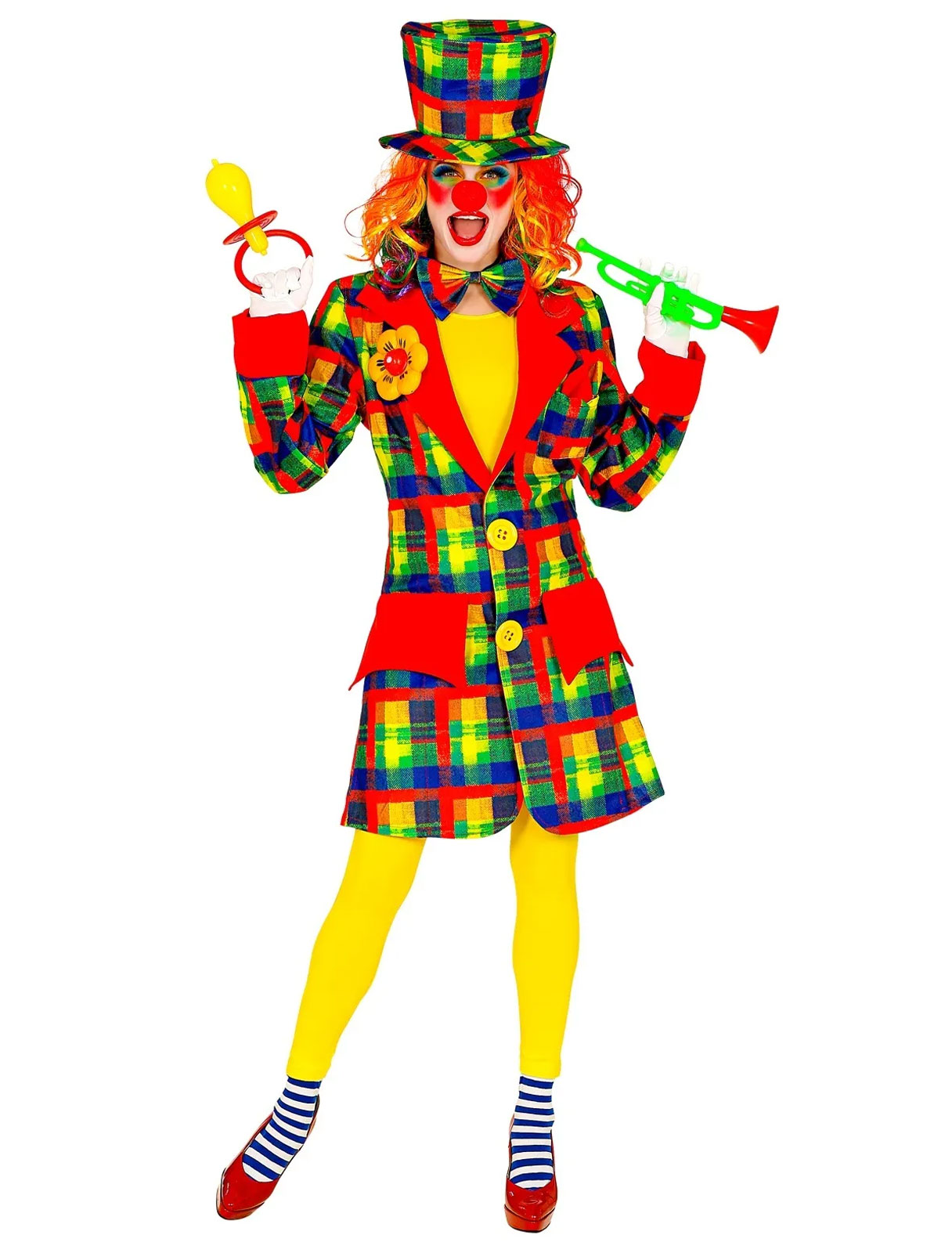 Mantel Clown mit Karos bunt XL