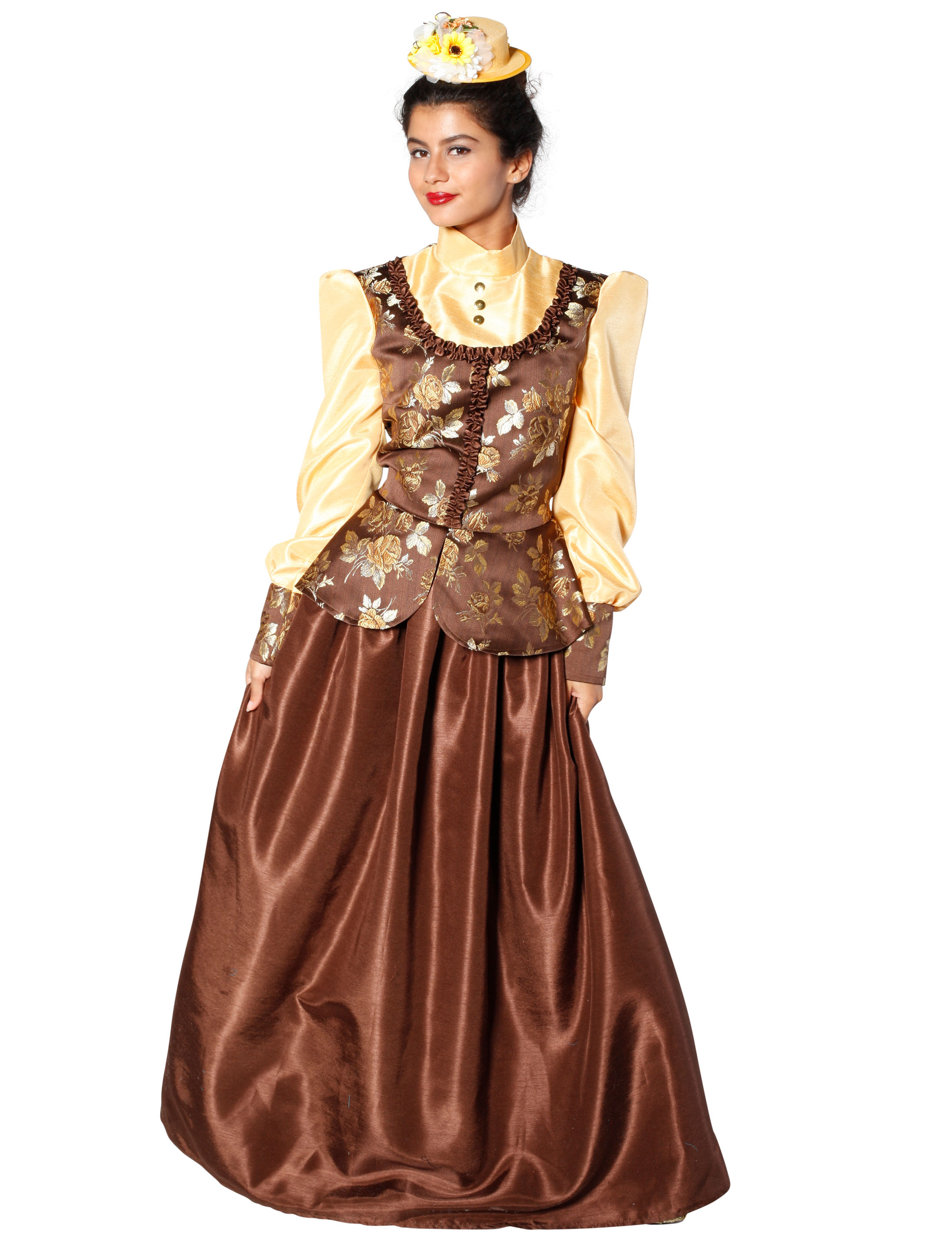 Kleid Viktorianische Dame braun/gold L
