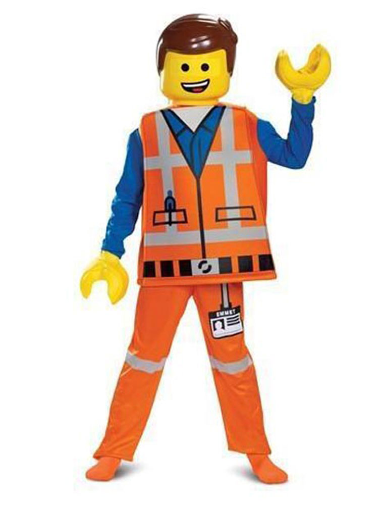 Kostüm LEGO Emmet deluxe 5-tlg. orange 4-6 Jahre