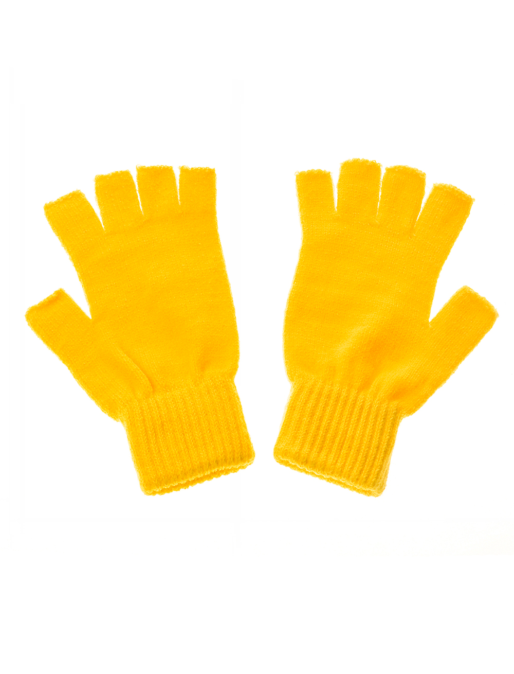 Strickhandschuhe fingerlos gelb