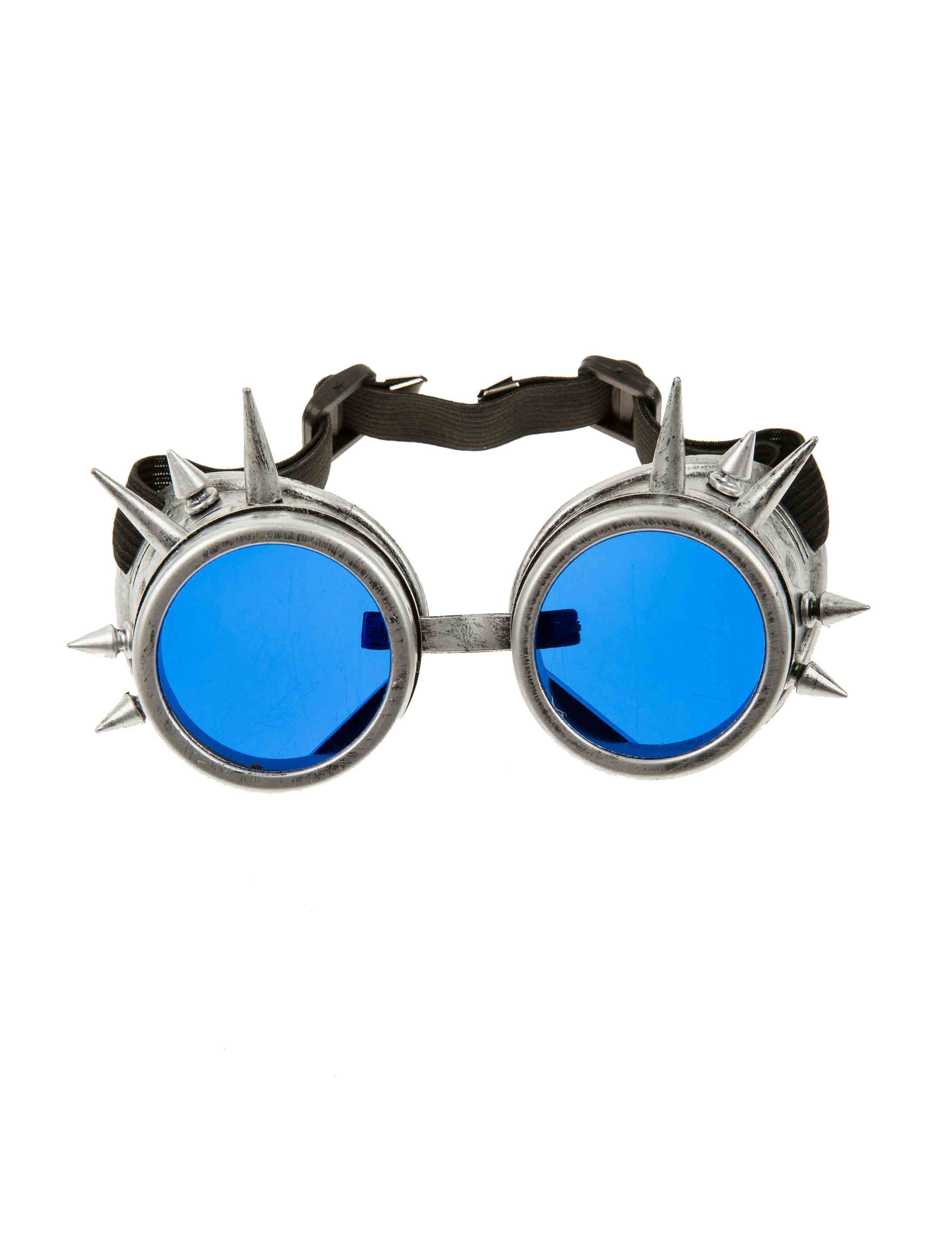 Brille Steampunk silber/blau