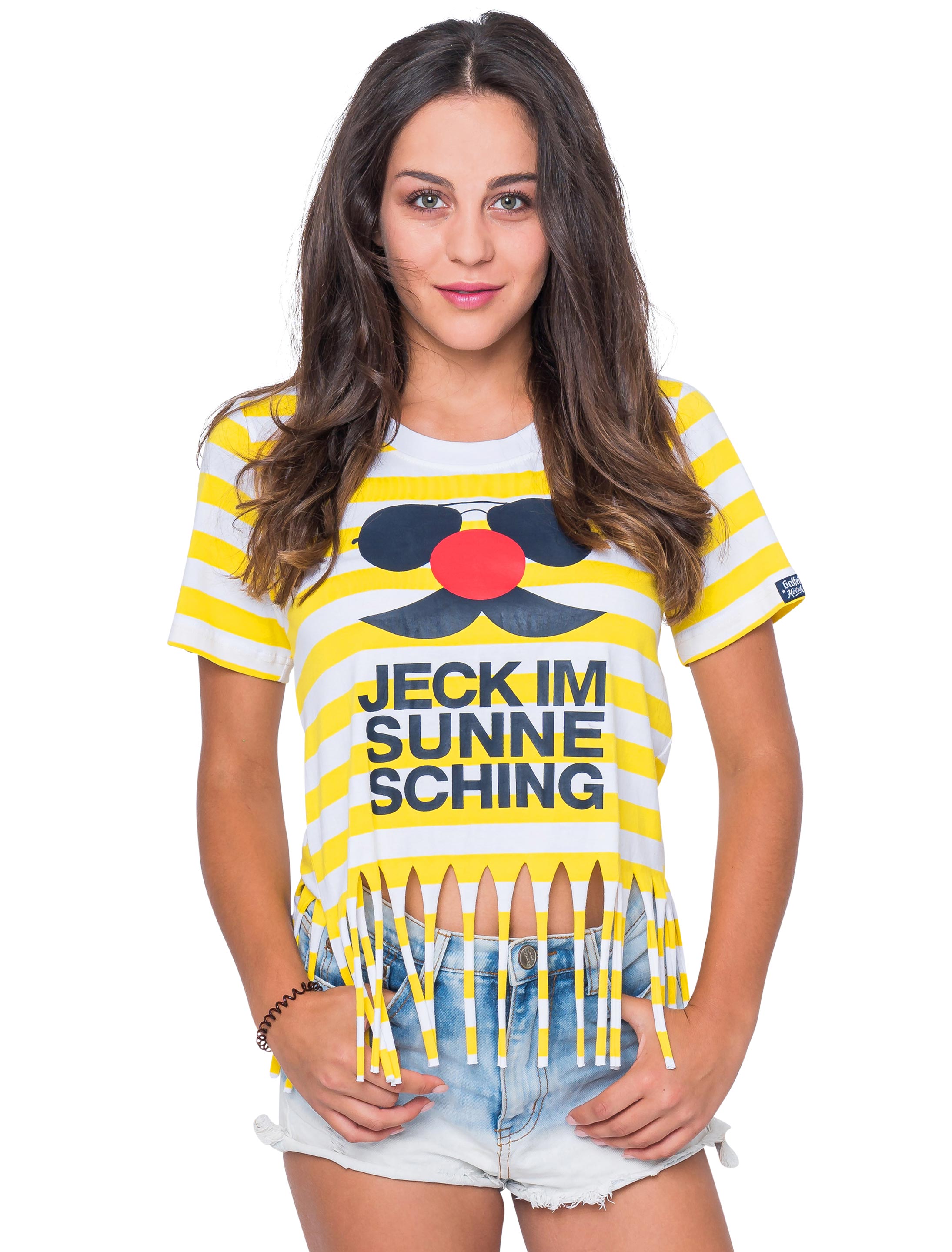 JIS T-Shirt Jeck im Sunnesching Damen mit Fransen gelb M