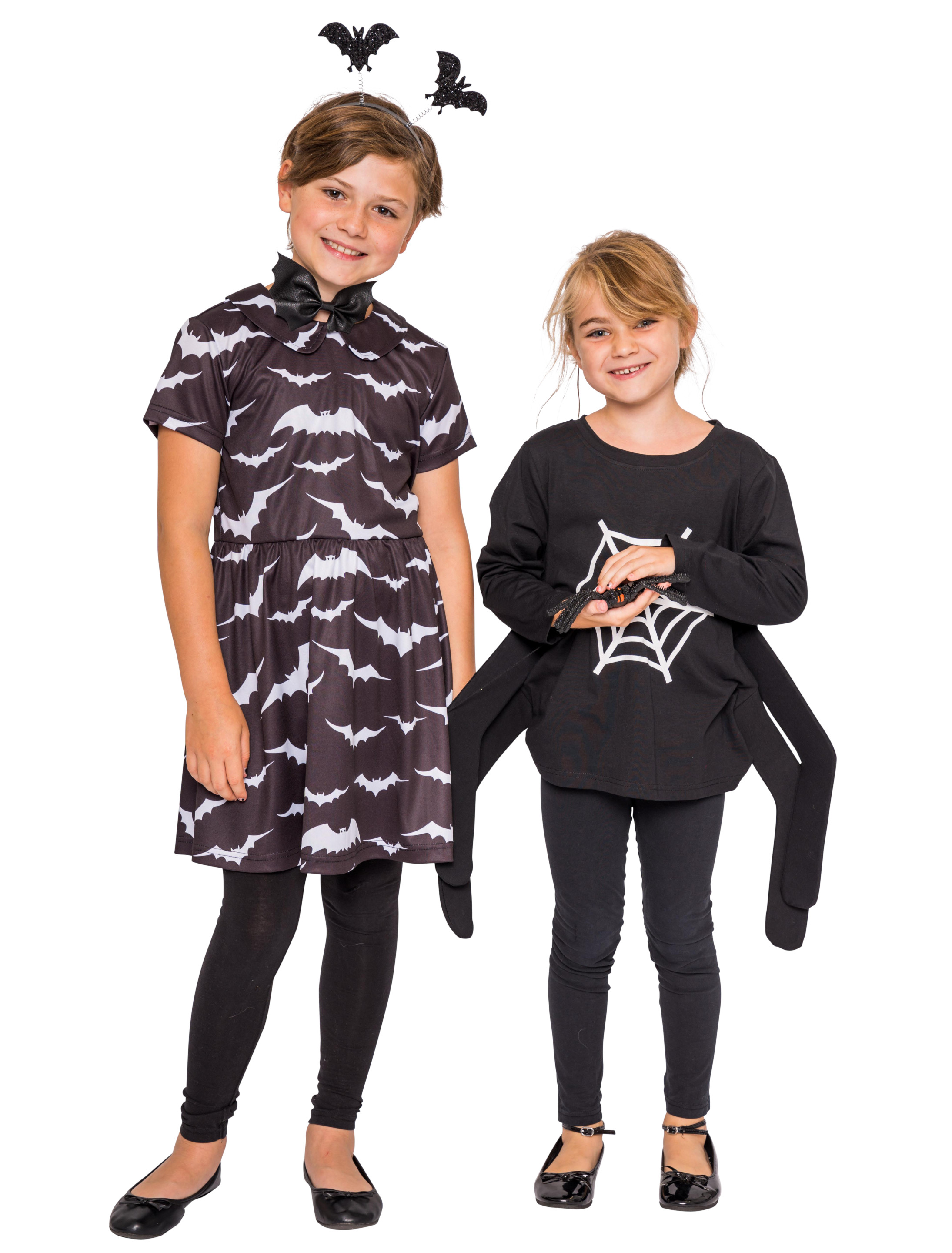 Kleid Fledermaus Kinder Mädchen schwarz/weiß 104