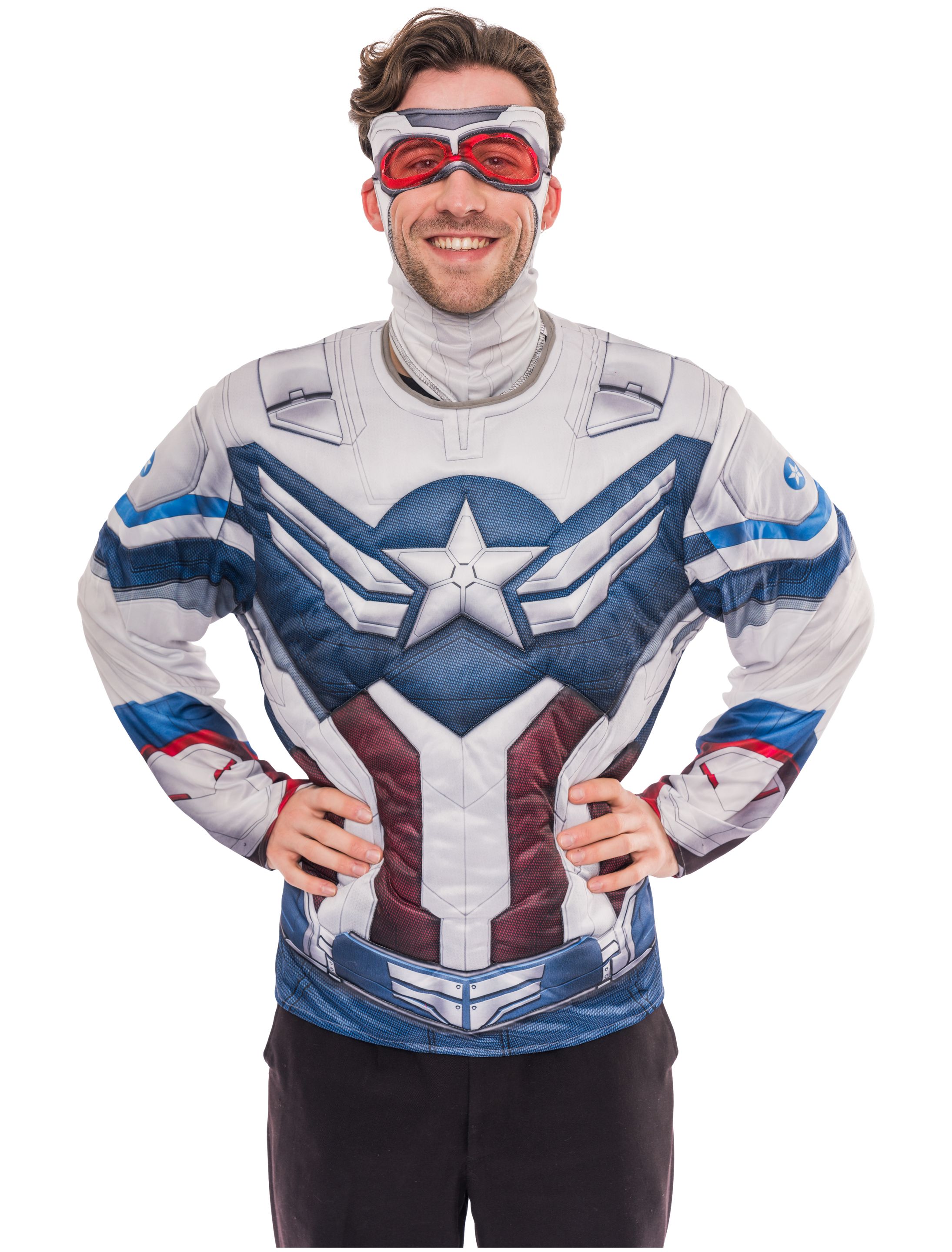 Jumpsuit Captain America Falcon 2tlg. Herren rot/weiß/blau Standard - STD