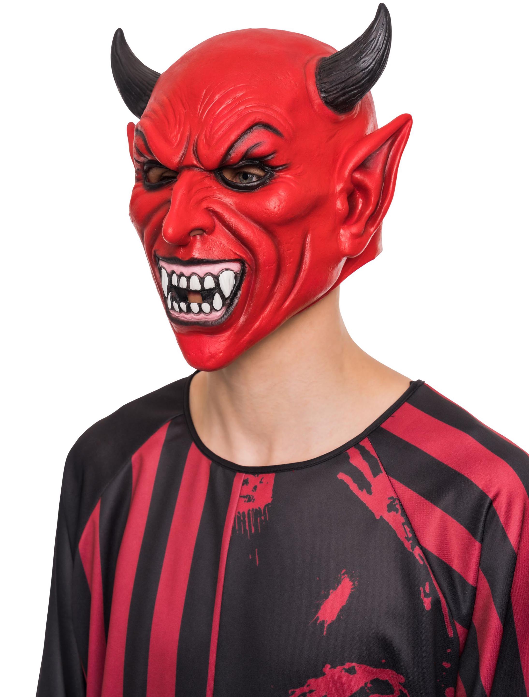 Latexmaske Teufel schwarz/rot