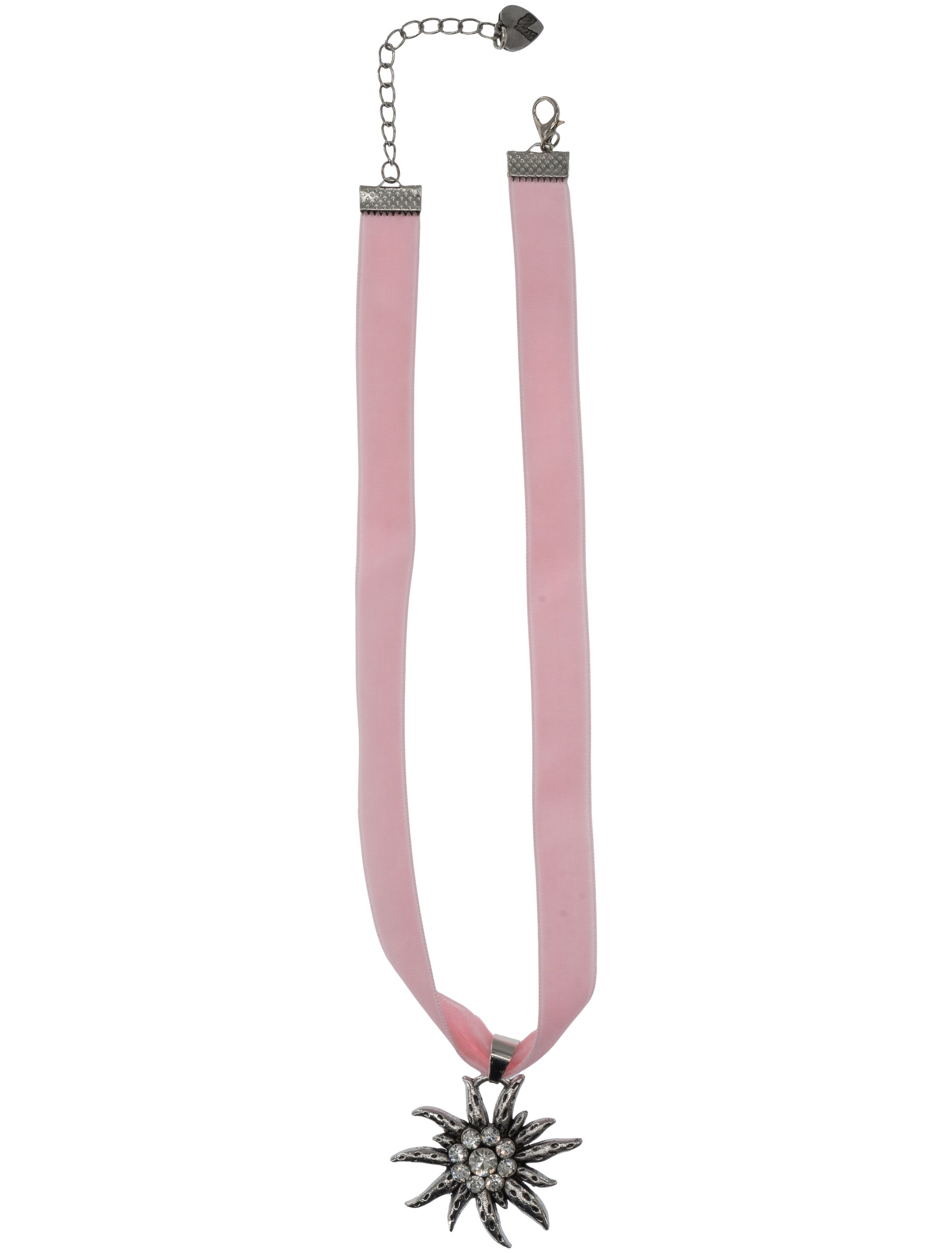 Halskette Samtband Edelweiß Damen rosa