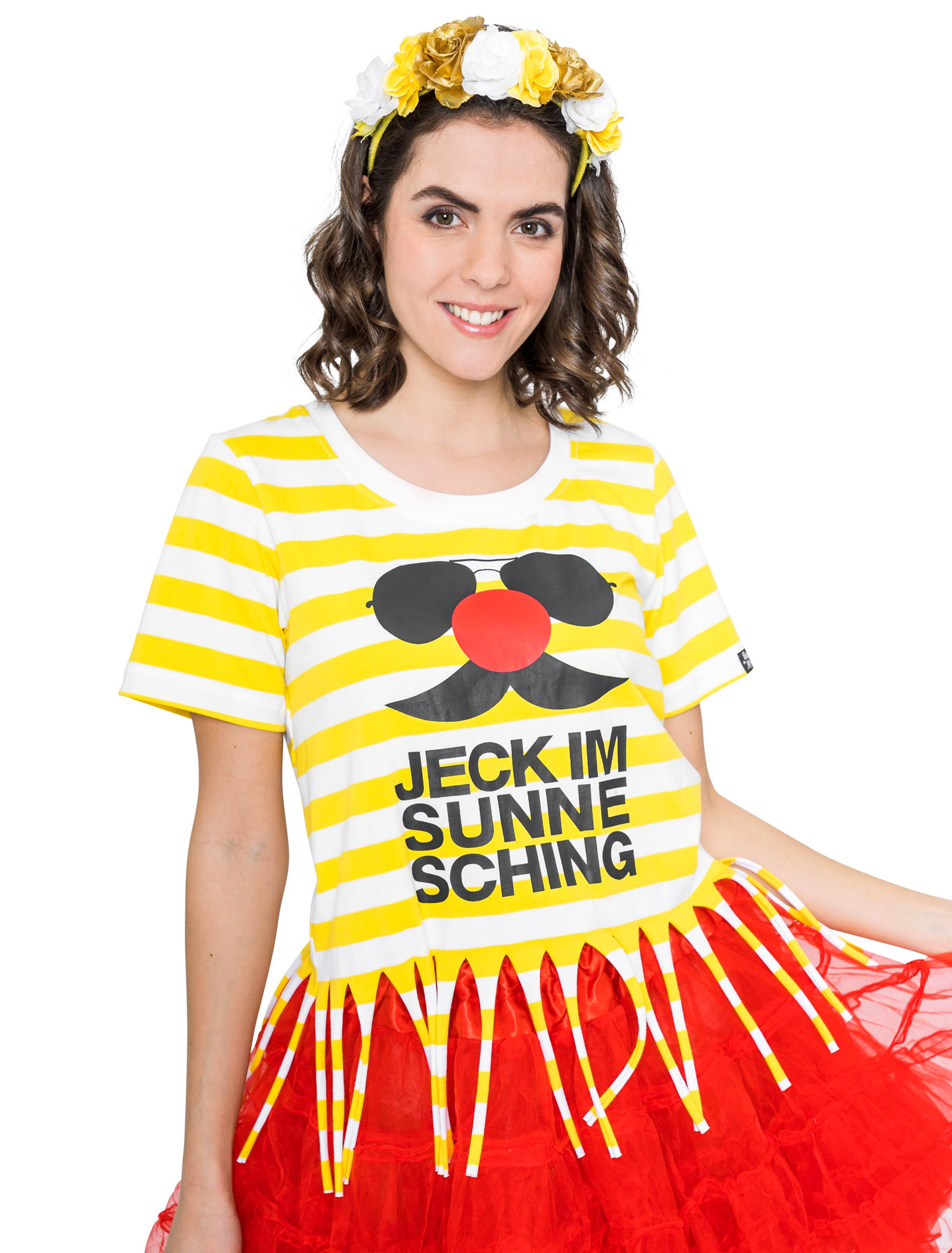 JIS T-Shirt Jeck im Sunnesching Damen mit Fransen gelb M