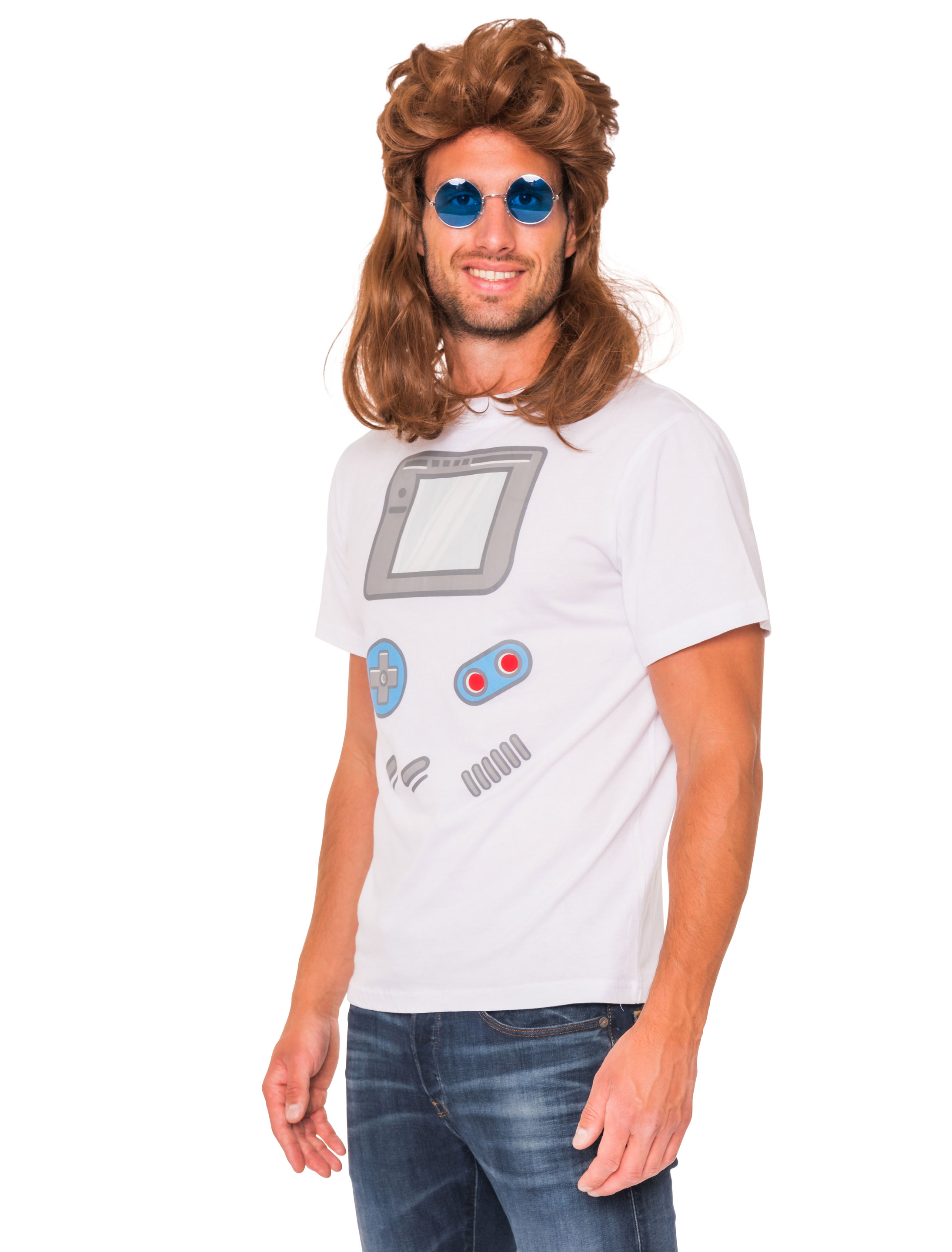 T-Shirt 90er Gamer Herren weiß XL