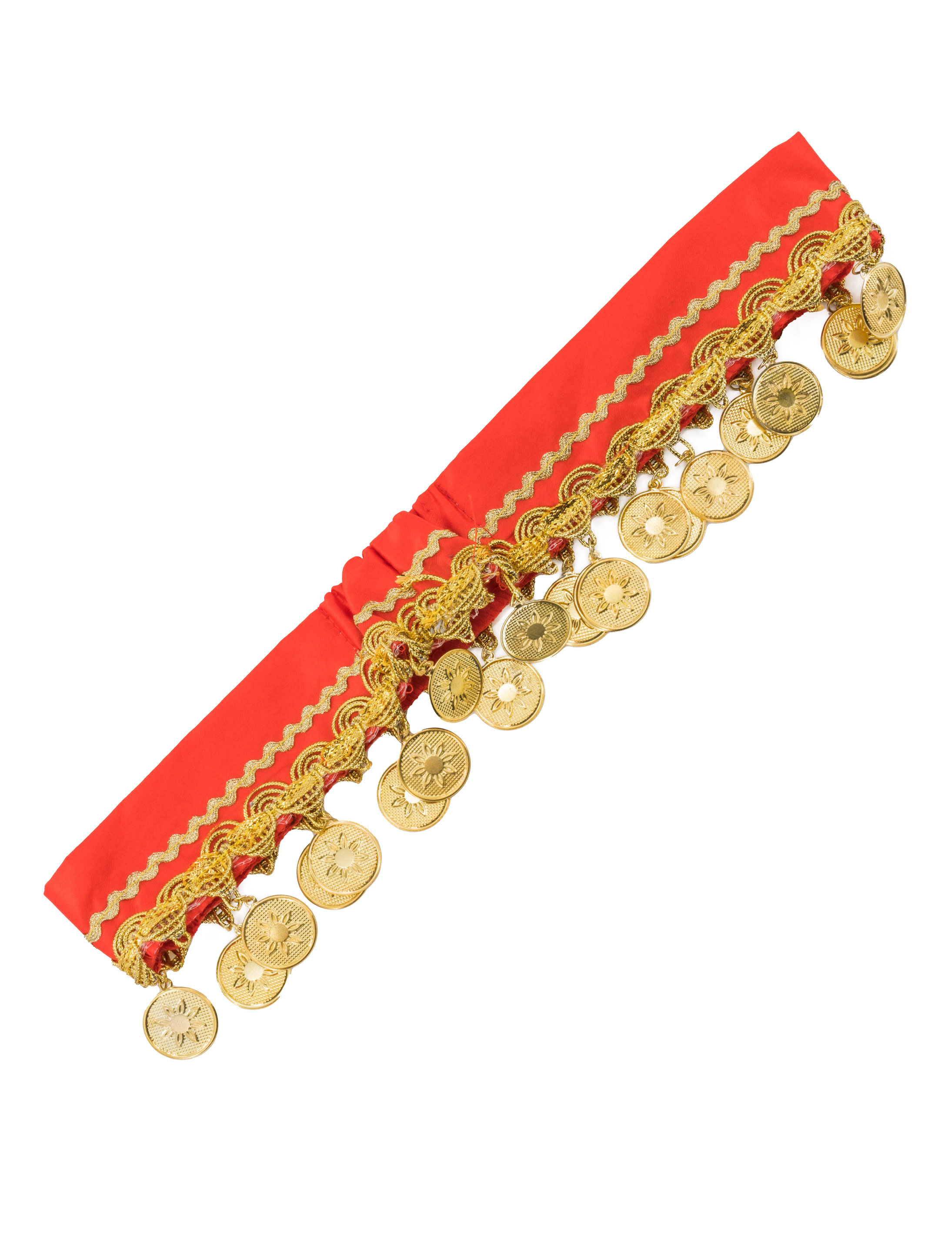 Haarband mit Münzen rot/gold