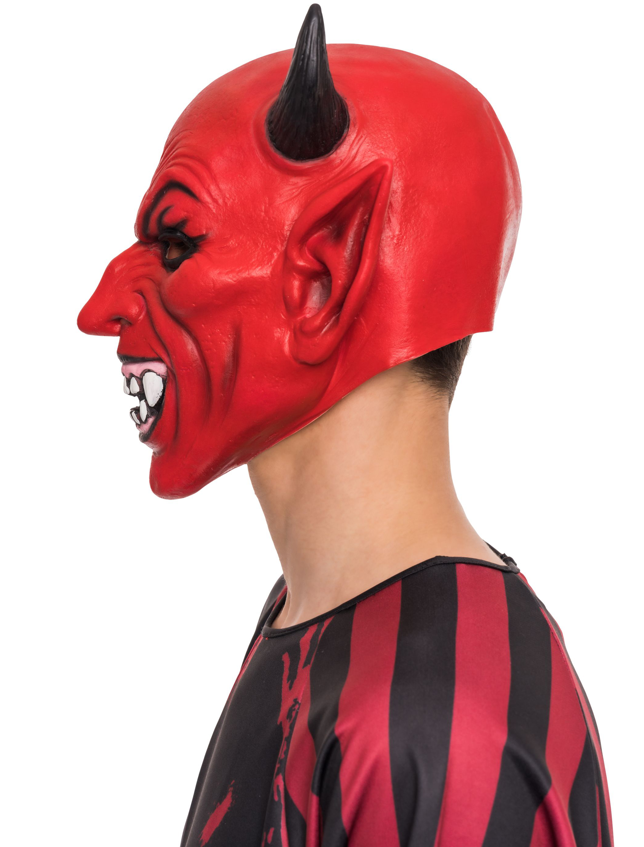 Latexmaske Teufel schwarz/rot