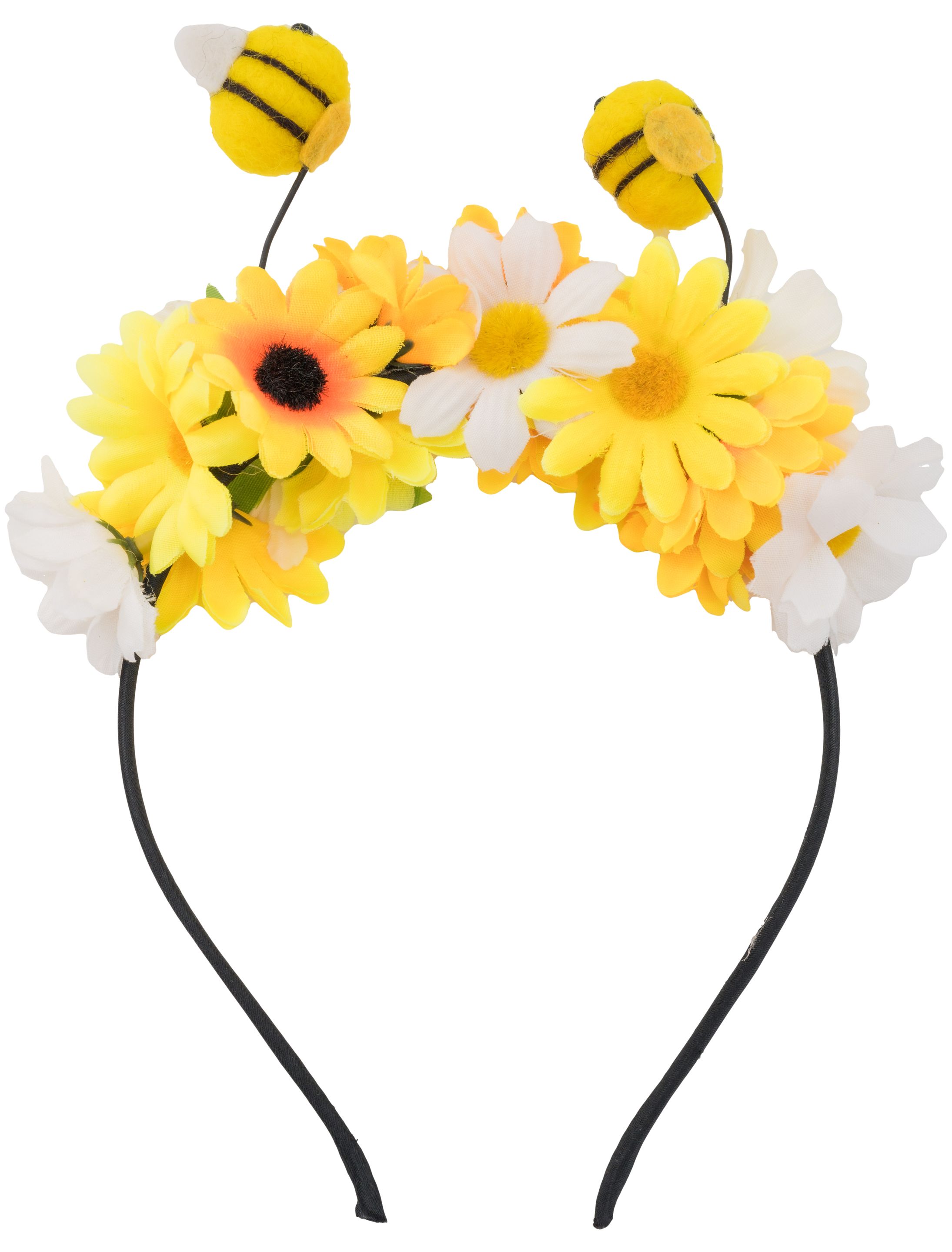 Haarreif mit Blumen und Bienen gelb