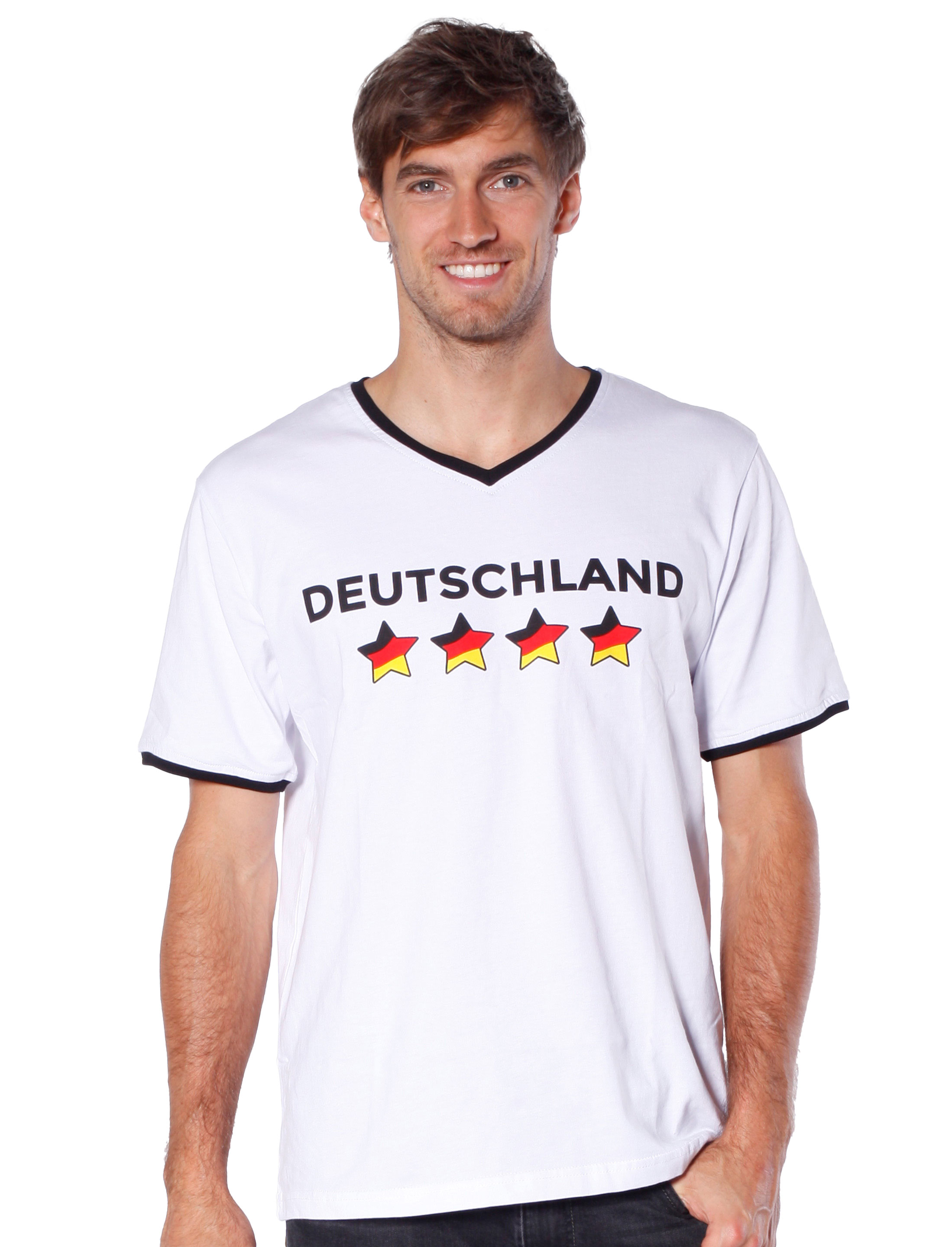 T-Shirt Deutschland Sterne Herren weiß L