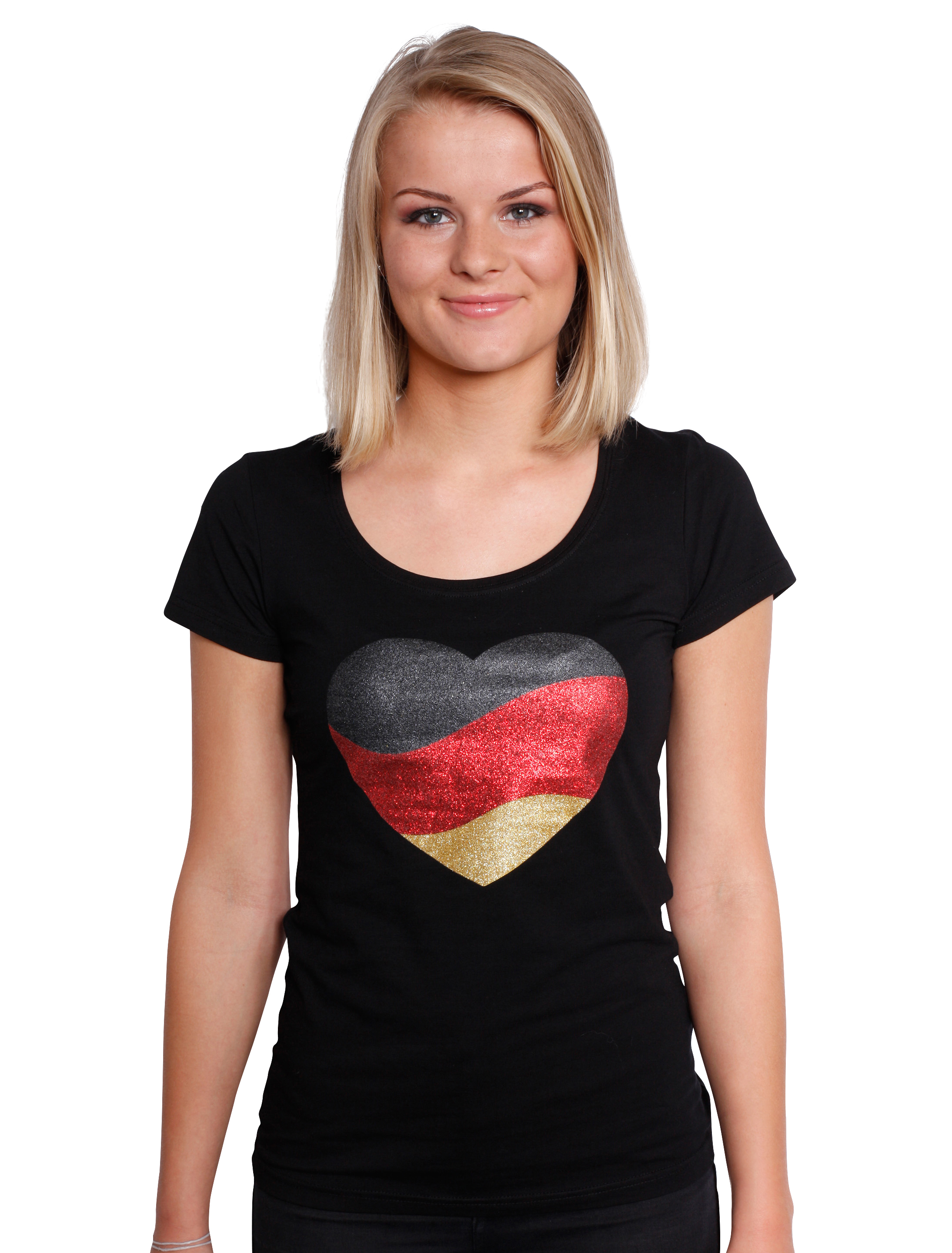 T-Shirt Deutschland Herz Damen schwarz XL