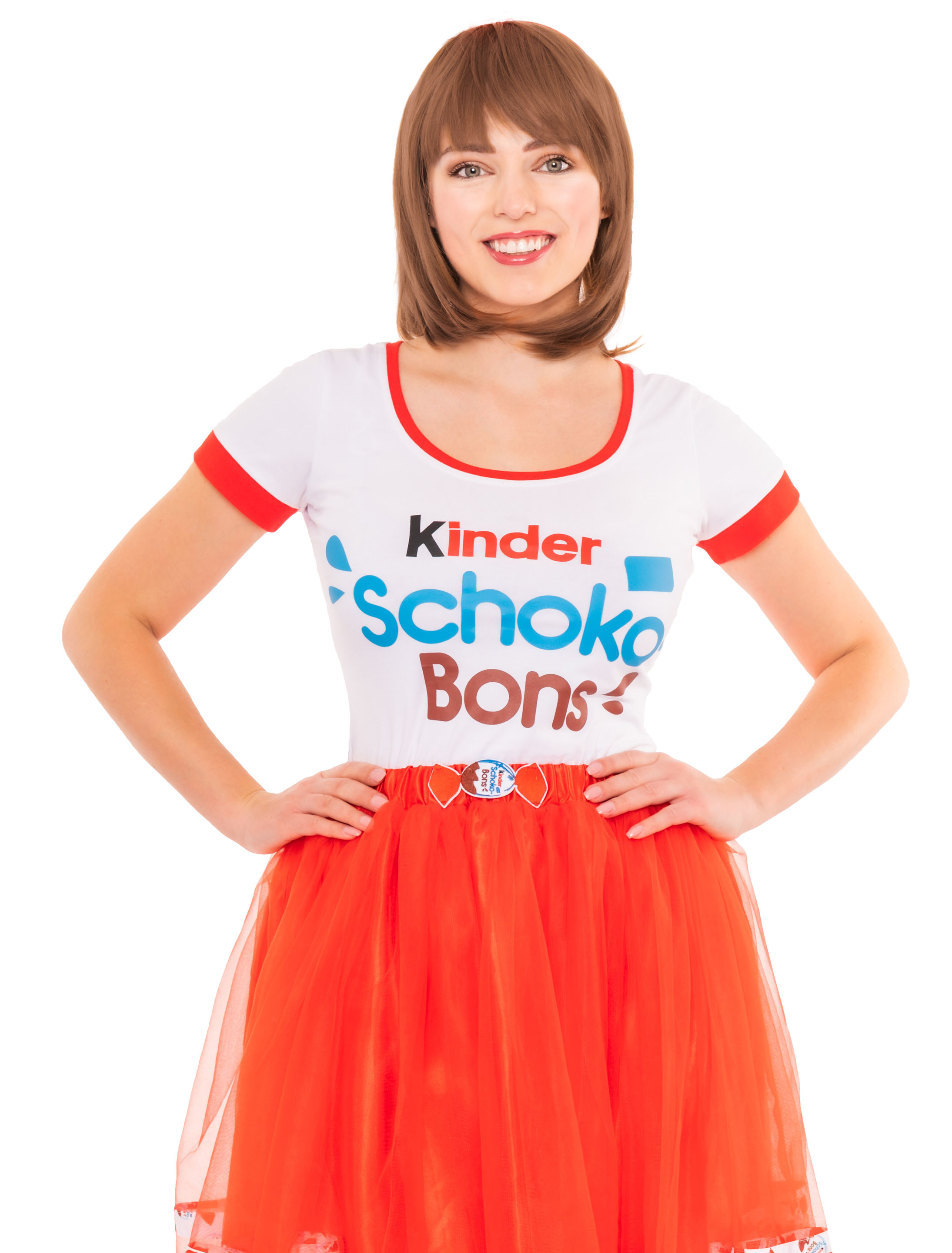 T-Shirt kinder Schoko-Bons Damen rot/weiß M
