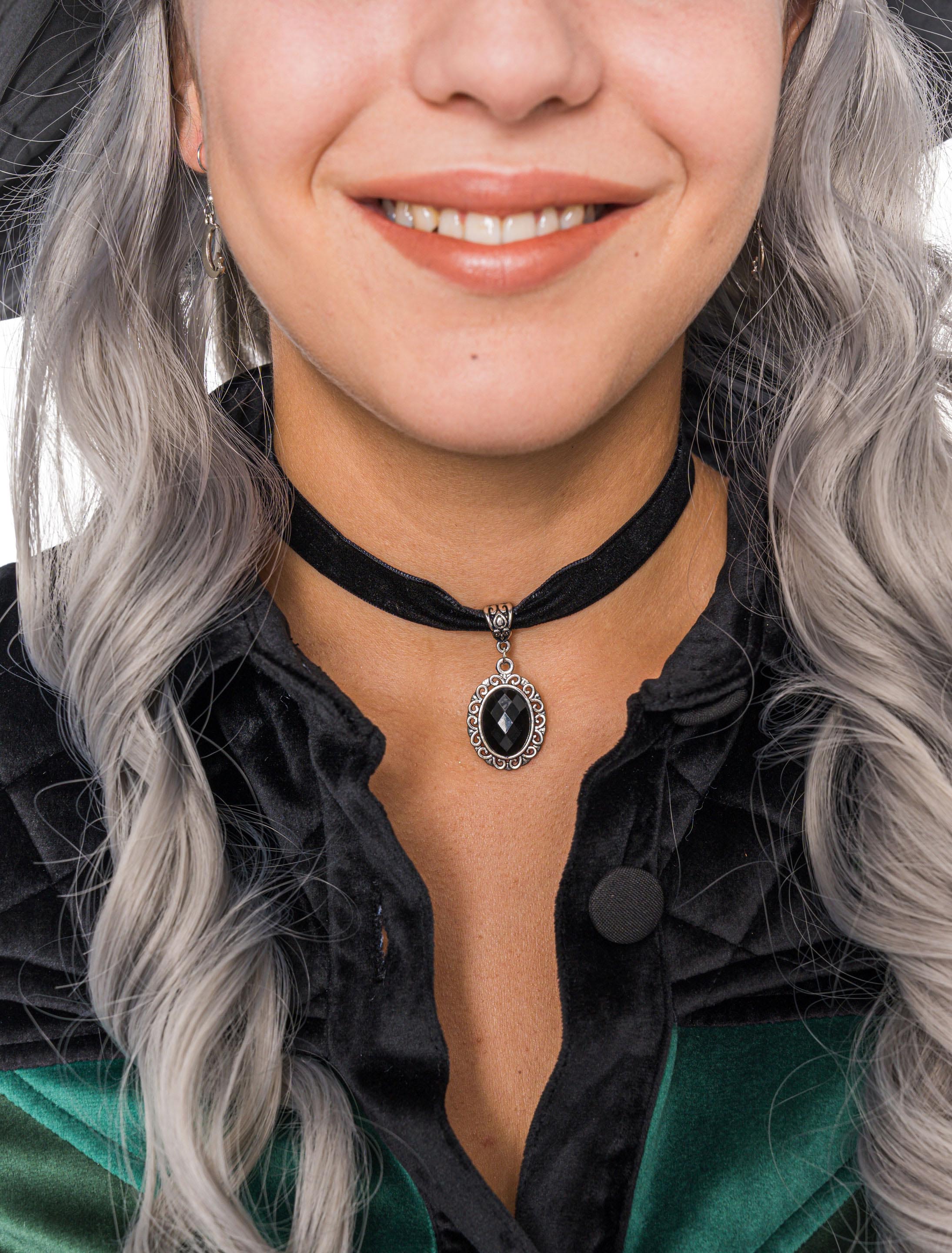 Halsband schwarz mit schwarzem Stein