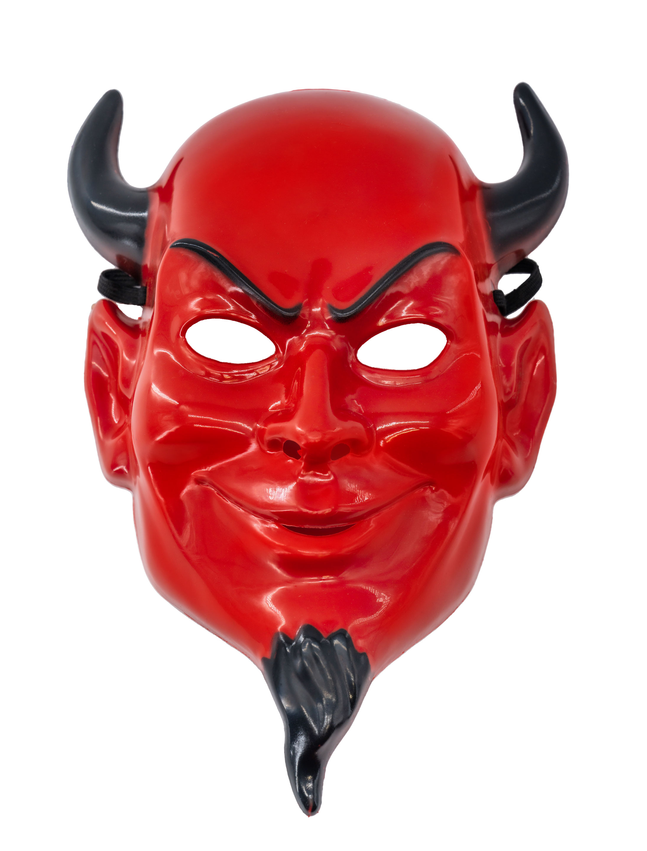 Maske Teufel rot mit Hörner und Bart