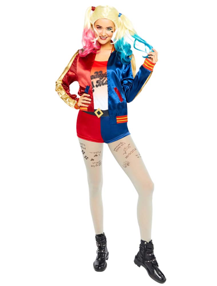 Harley Quinn 4-tlg. rot/blau S