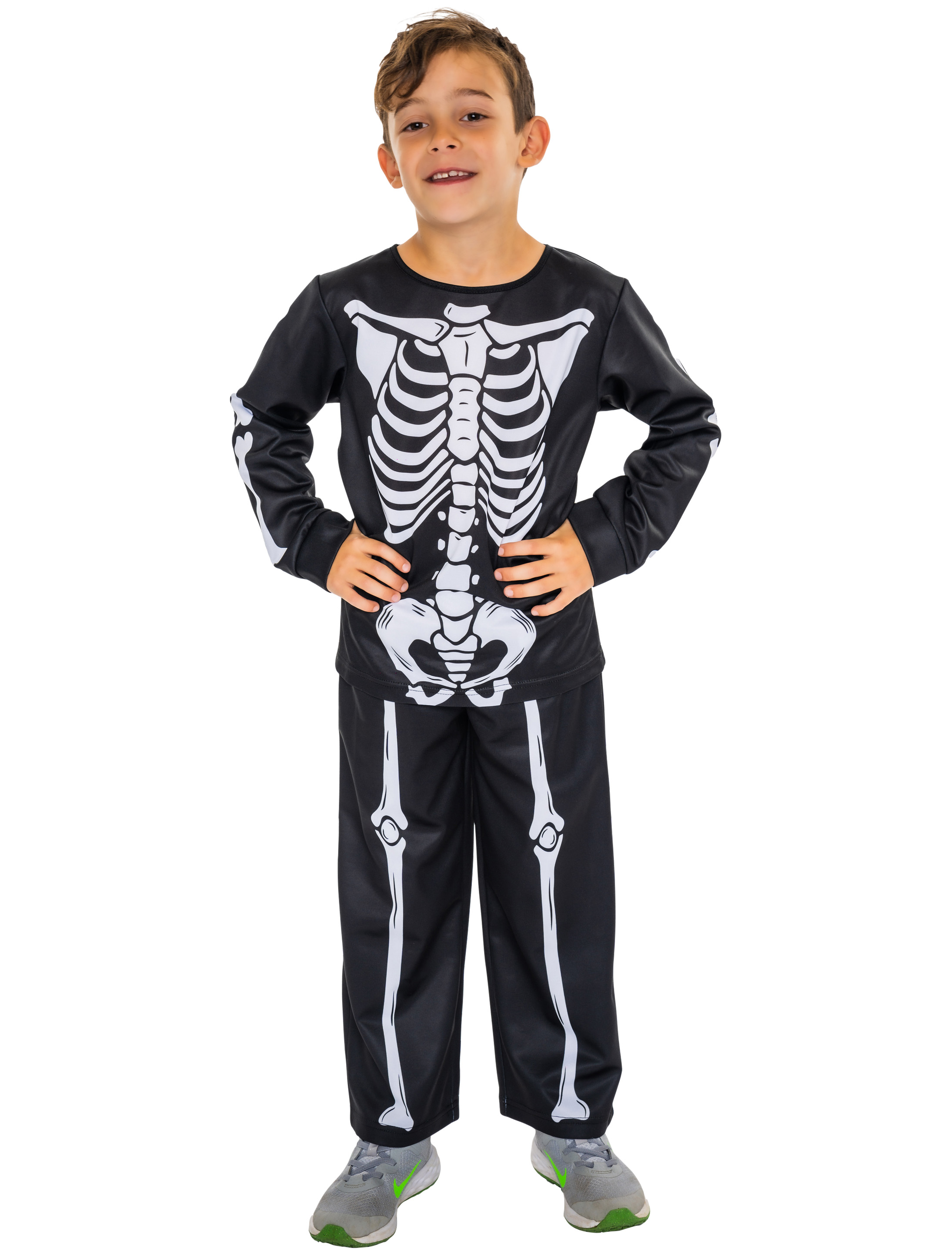 Kostüm Skelett Kinder 2-tlg. schwarz 134-140