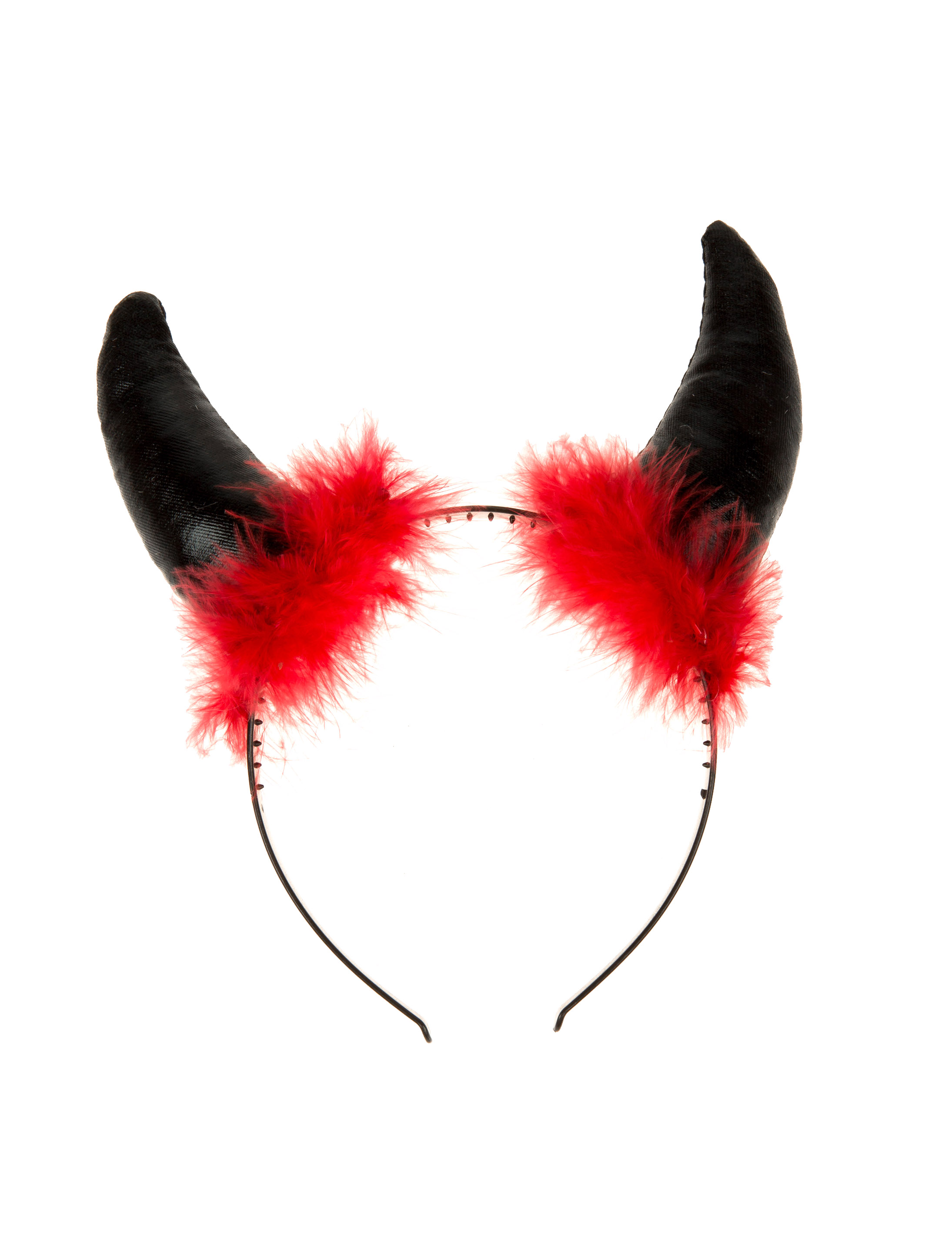 Haarreif Teufel schwarz mit roten Federn
