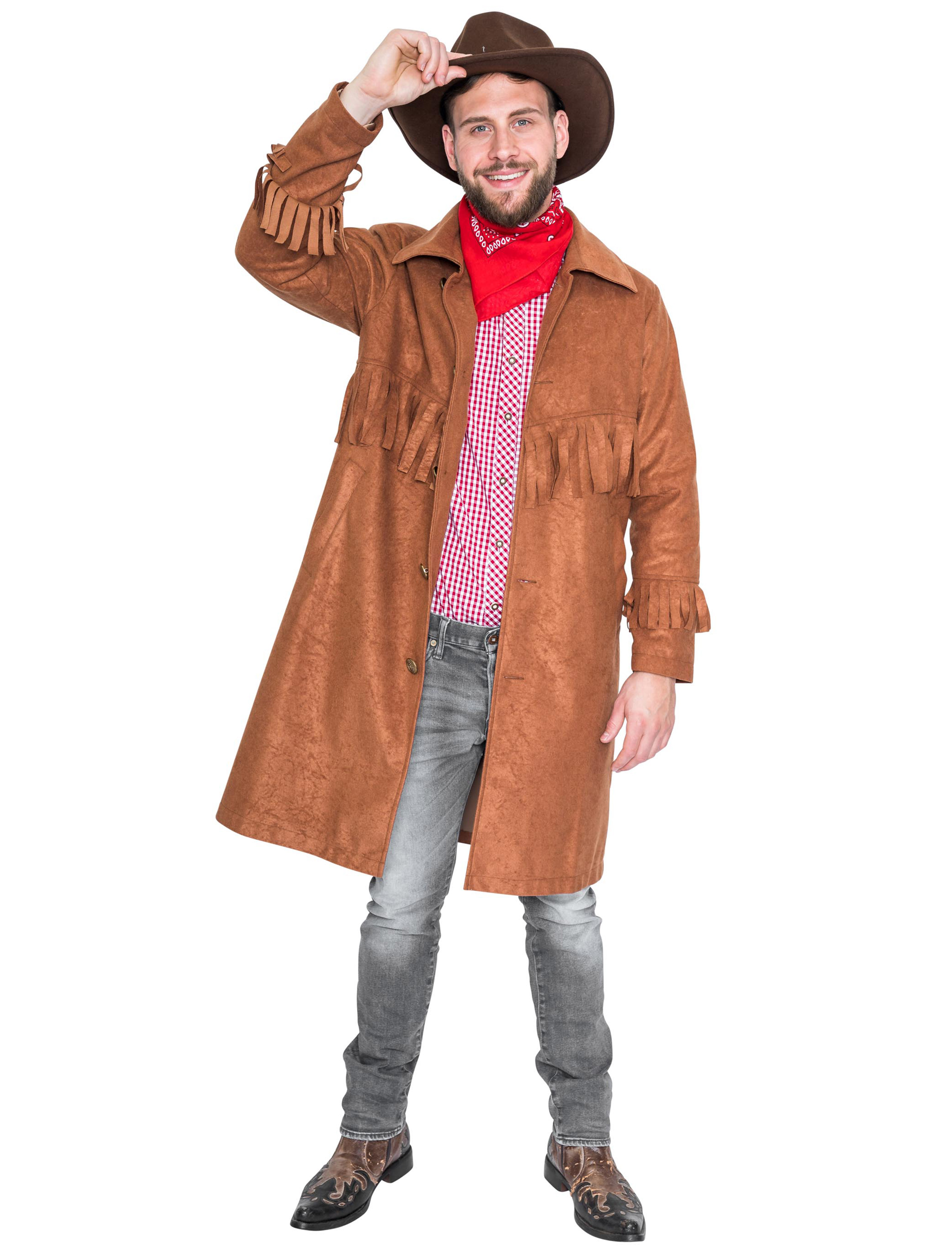 Mantel Cowboy mit Fransen braun L/XL