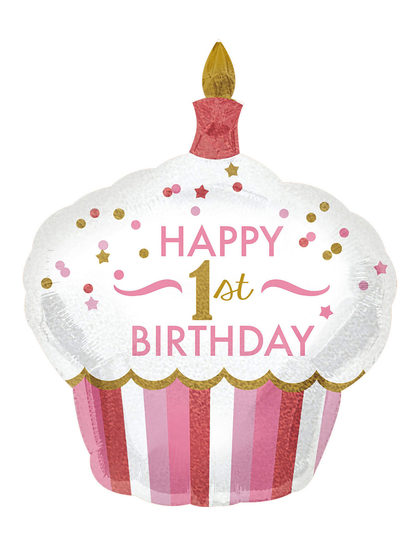 Folienballon Birthday Cupcake weiß/pink