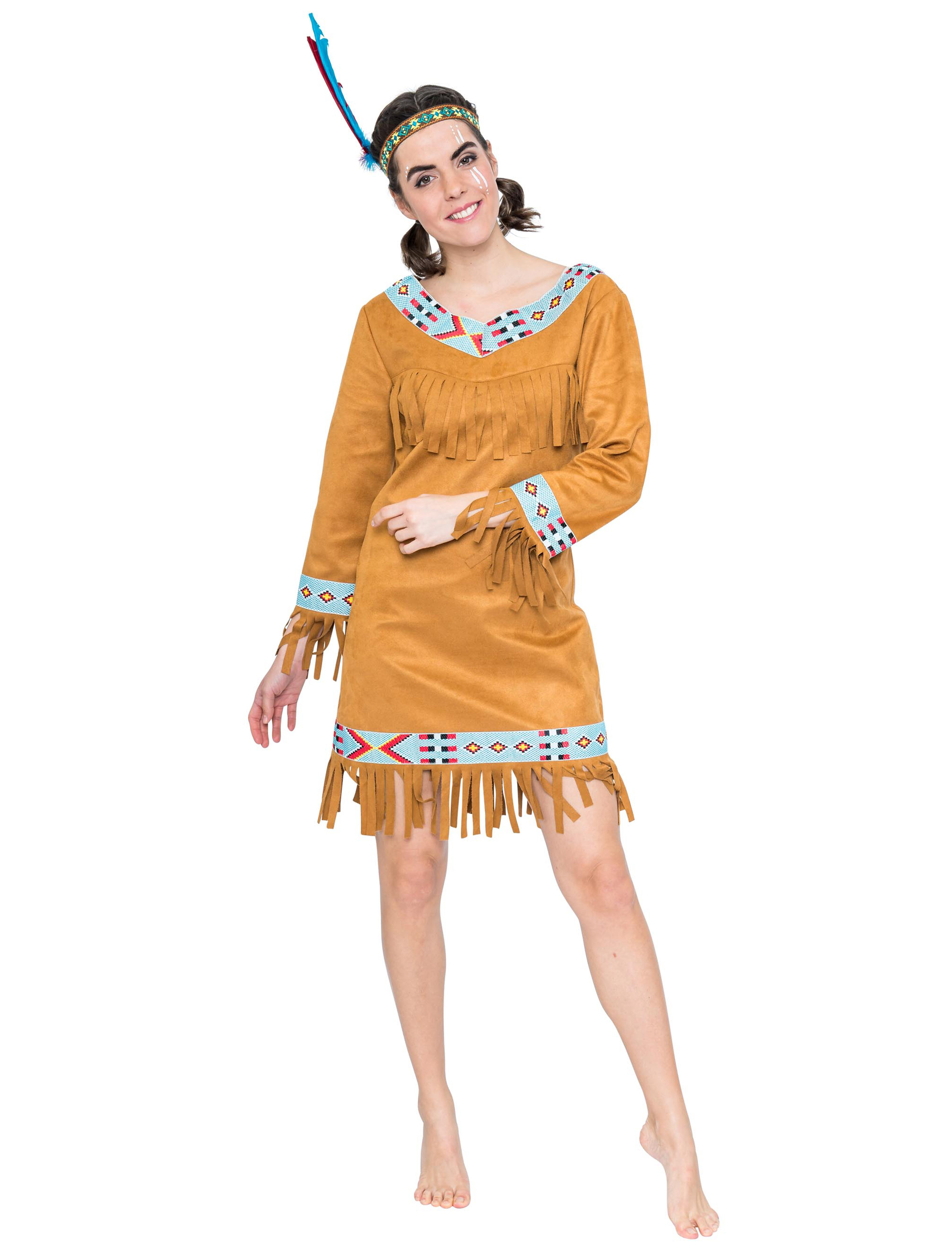 Kleid Indianerin Damen braun XL