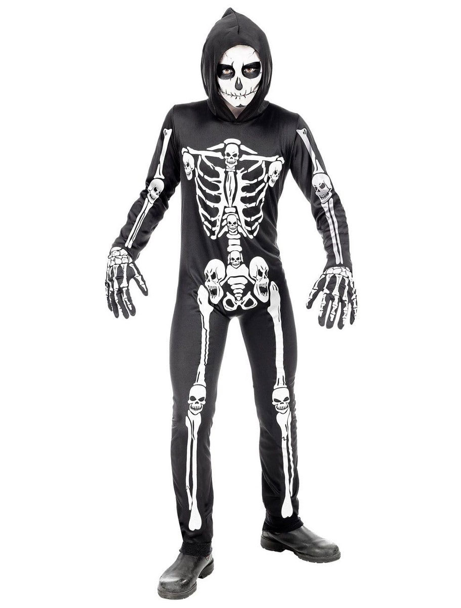 Overall Skelett Kinder schwarz/weiß 140