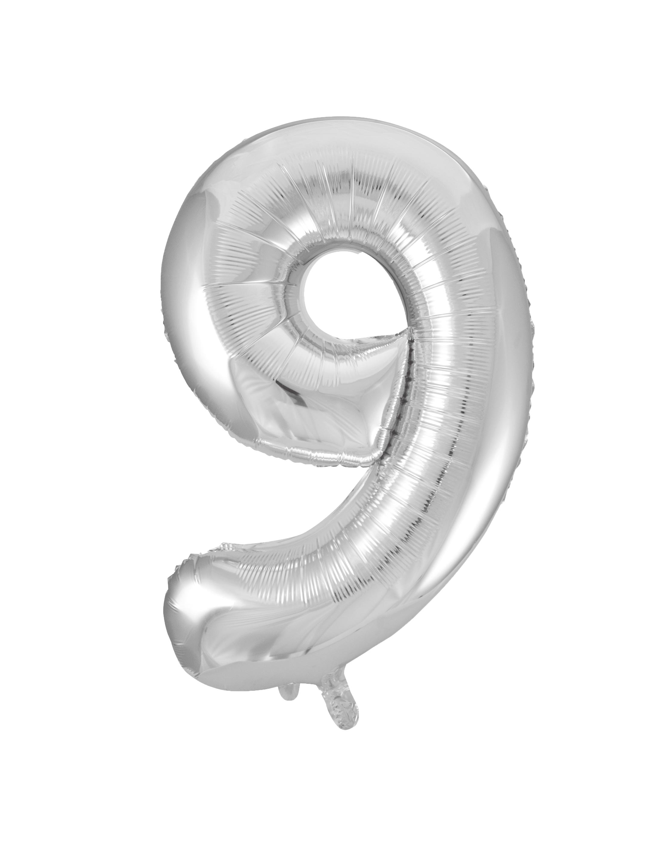 Folienballon Zahl 9 silber L