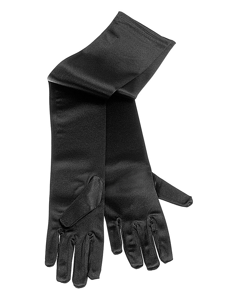 Handschuhe superlang Satin 60cm schwarz one size