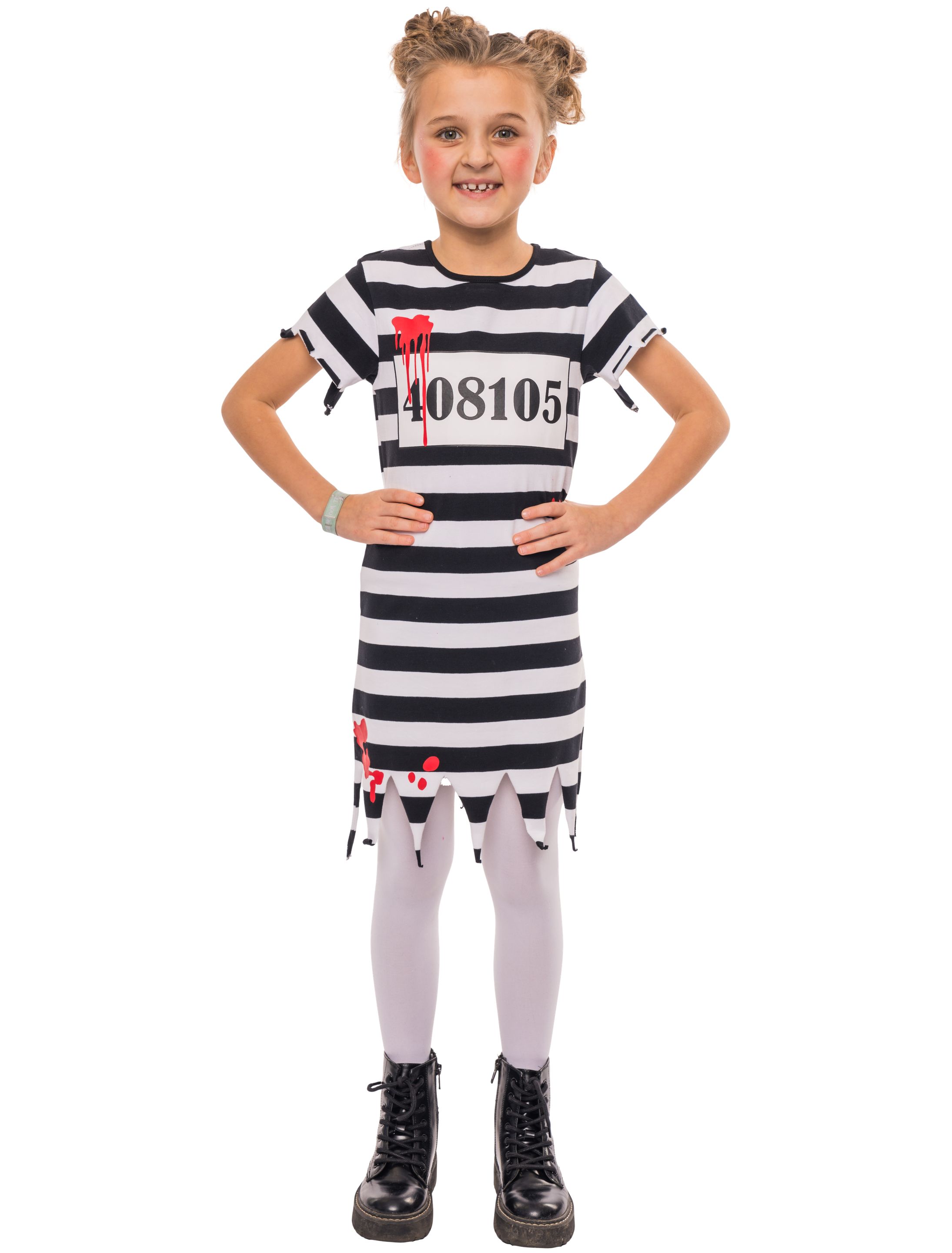 Kleid Gefangene mit Blut Kinder Mädchen schwarz/weiß 104