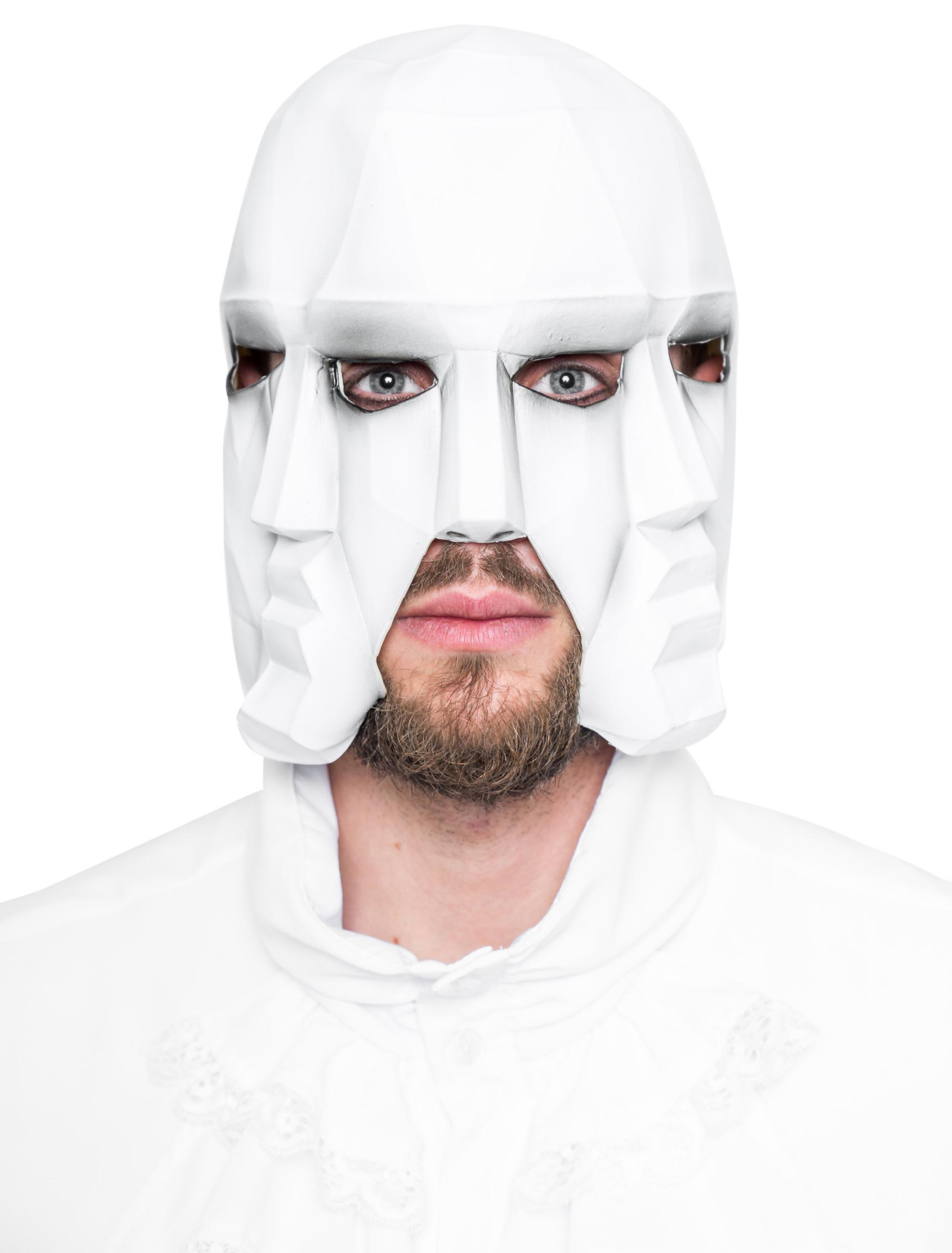 Latexmaske weiß 3 Gesichter