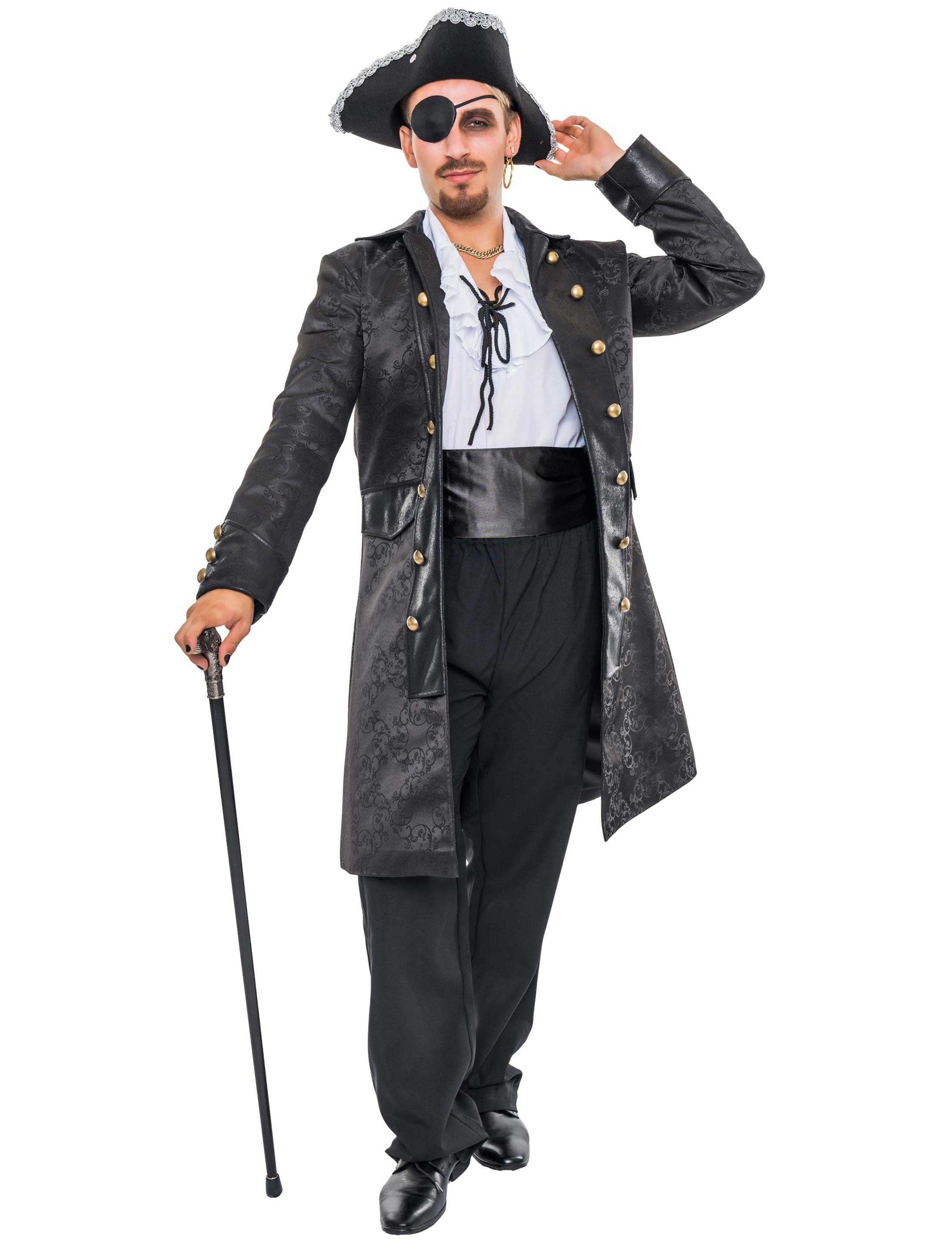 Mantel Pirat Herren Herren schwarz L-XL