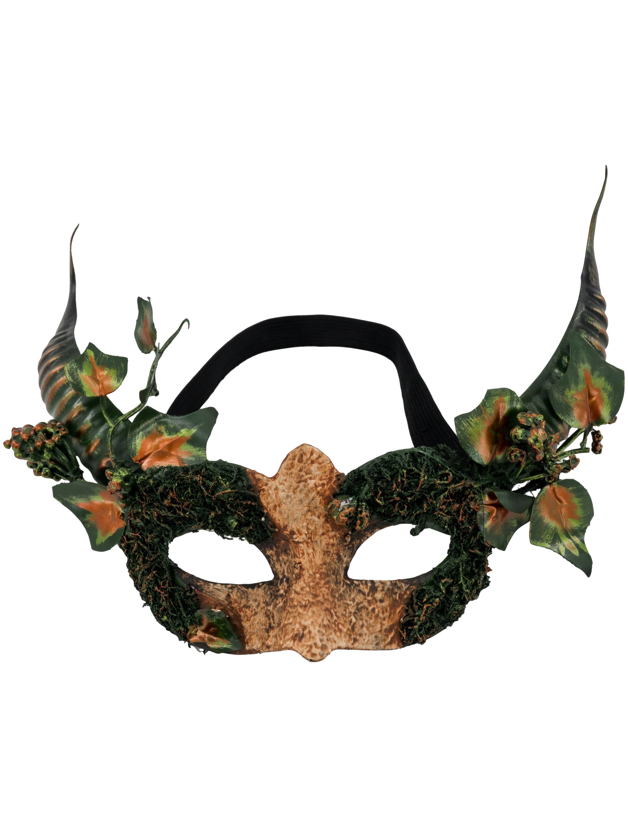 Maske mit Waldaugen und Hörner grün/gold