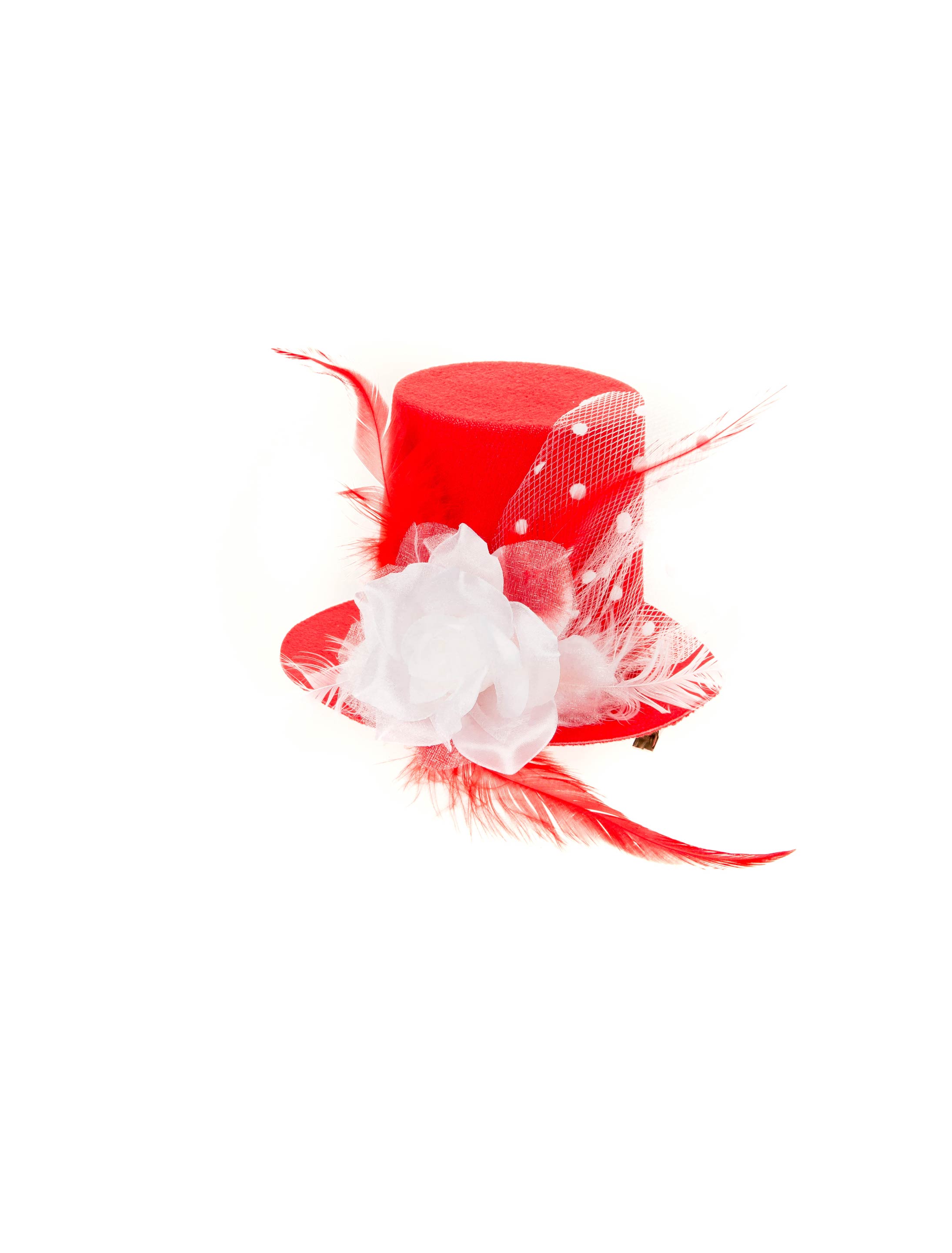 Mini Hut 'Kölle' mit Haarclip rot/weiß