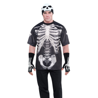 T-Shirt mit Skelett schwarz/weiß one size