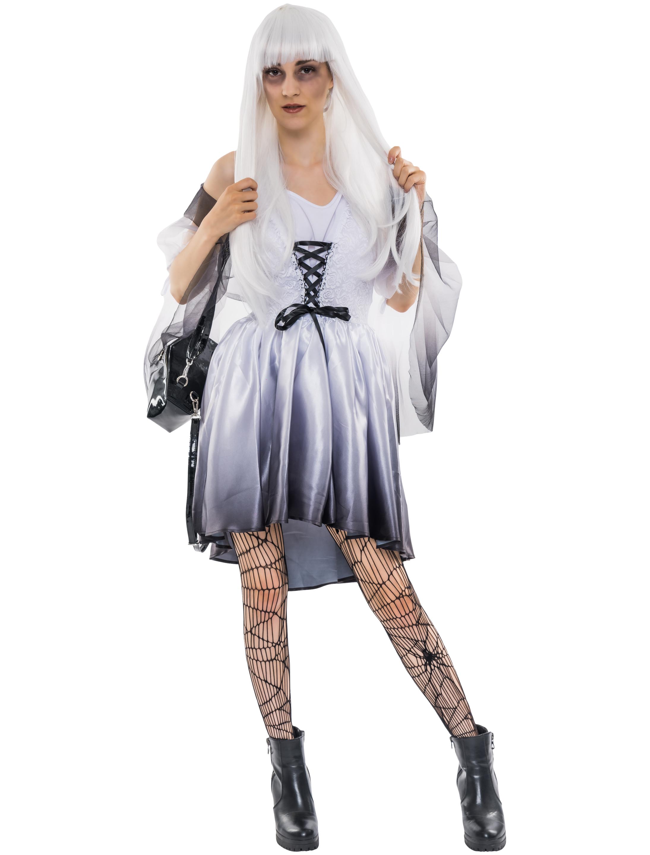 Kleid Engel Damen 3-tlg. schwarz/weiß 2XL/3XL