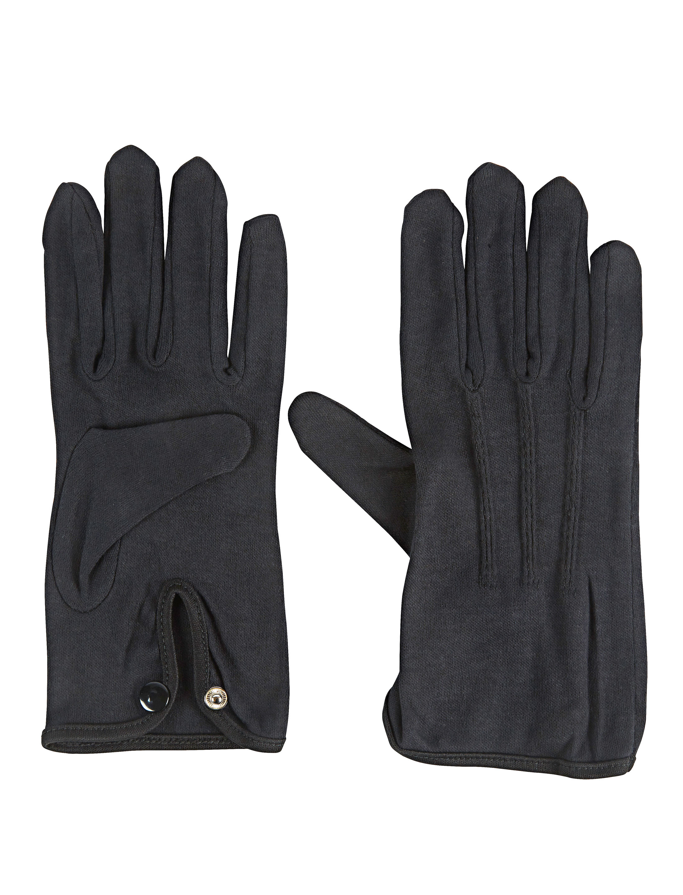 Handschuhe Baumwolle mit Knopf schwarz XXL