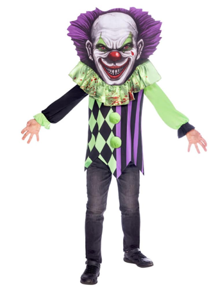 Kostüm Gruseliger Clown Kinder lila/grün 4-6 Jahre