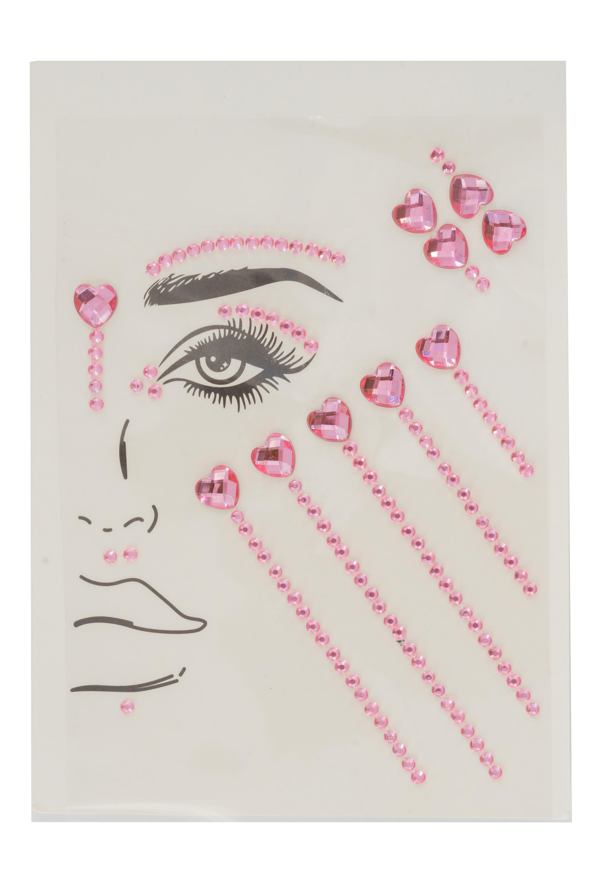 Gesichtsstrasssteine Herzen und Punkte pink