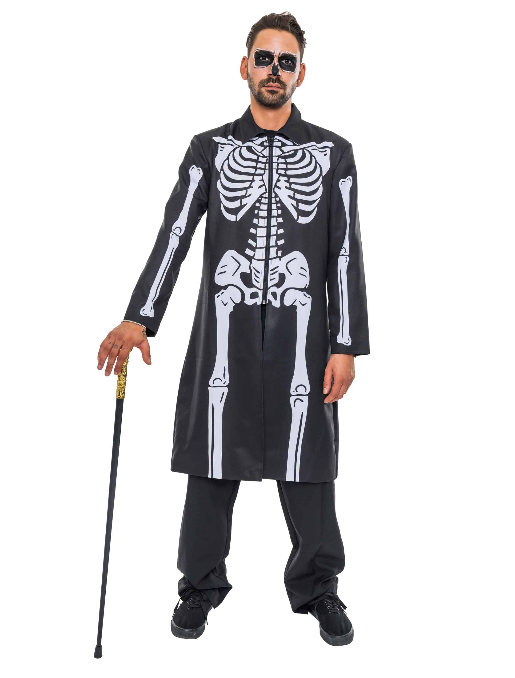 Mantel mit Skelett Herren Herren schwarz L-XL