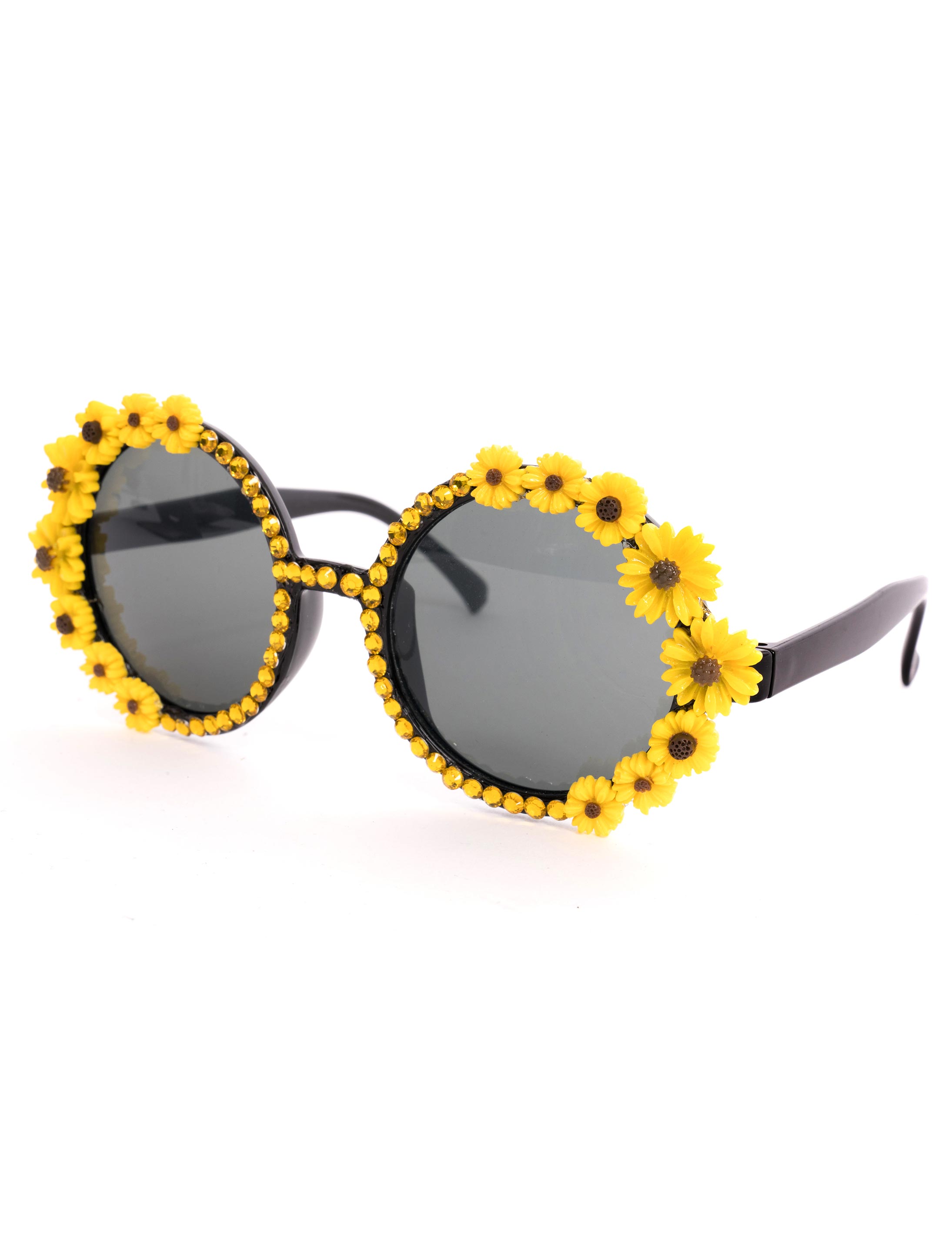 Brille Sonnenblumen mit Steinchen schwarz/gelb