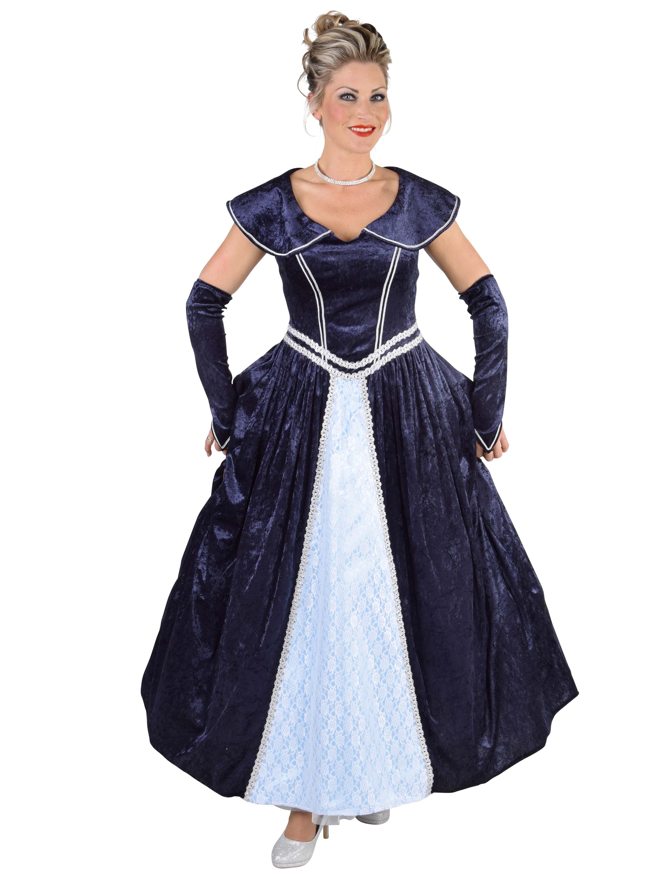 Kleid Marquise Damen 2-tlg. blau L