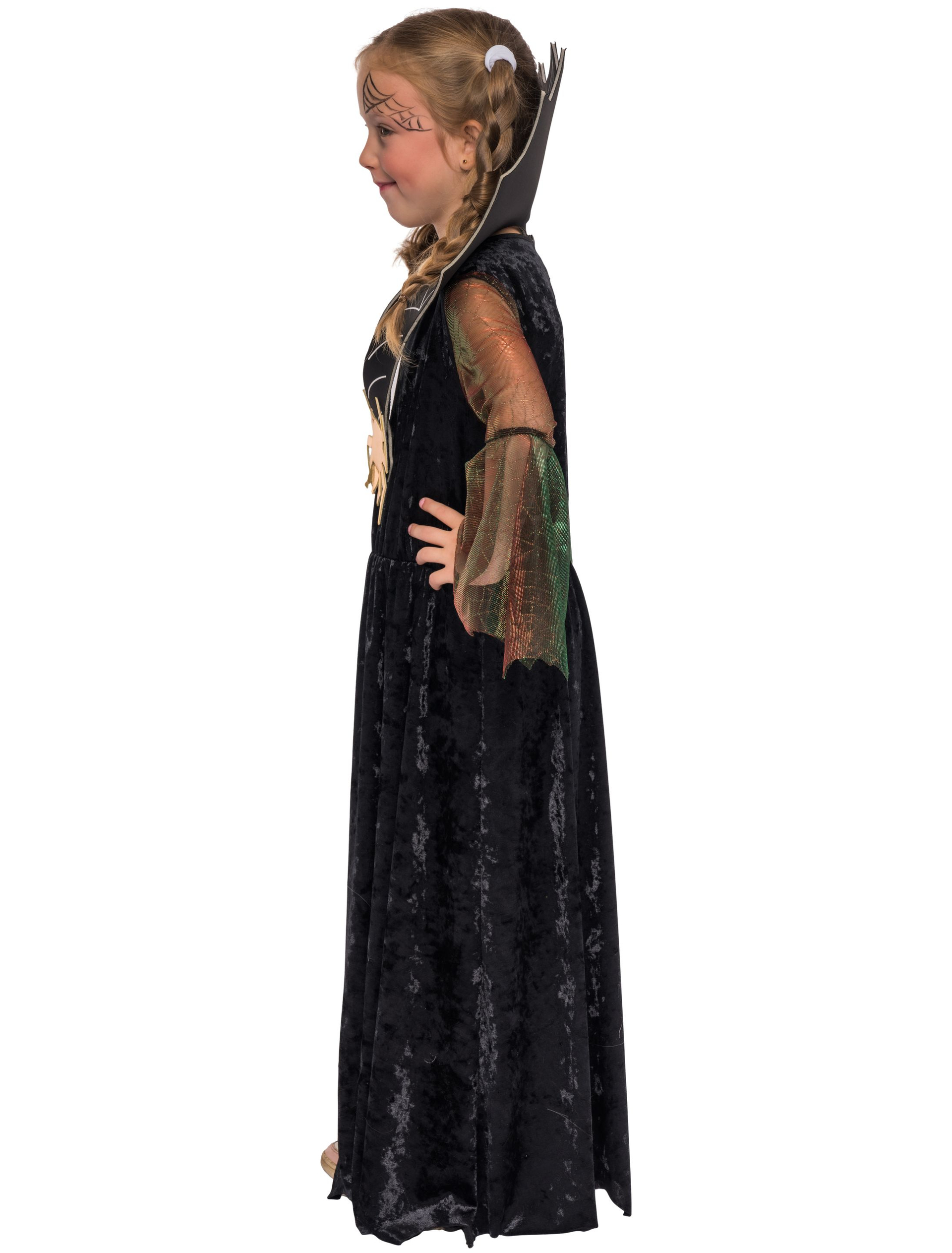 Boland Kinderkostüm Spinnenhexe – Größe 158, Schwarz-grau, Inkl. Kleid & Hut