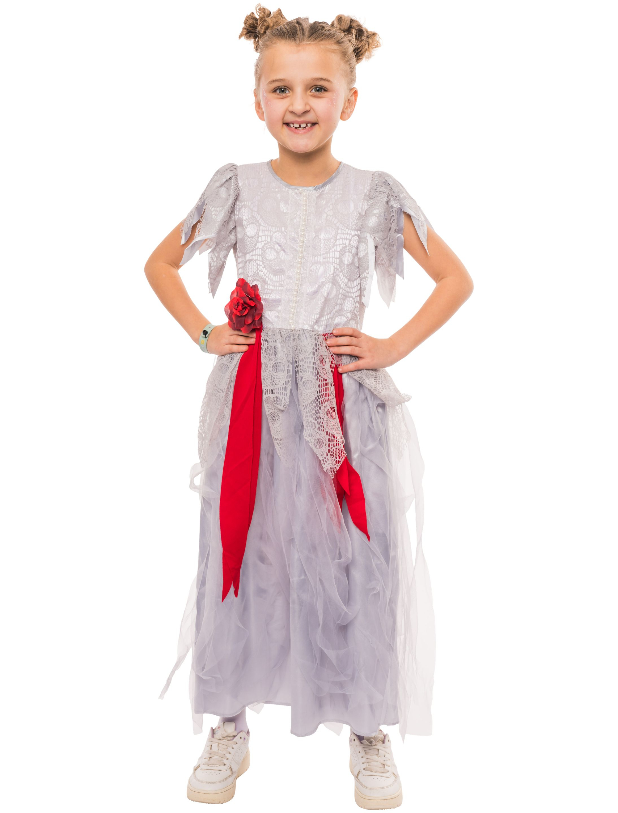 Kleid Zombiebraut Kinder grau 164