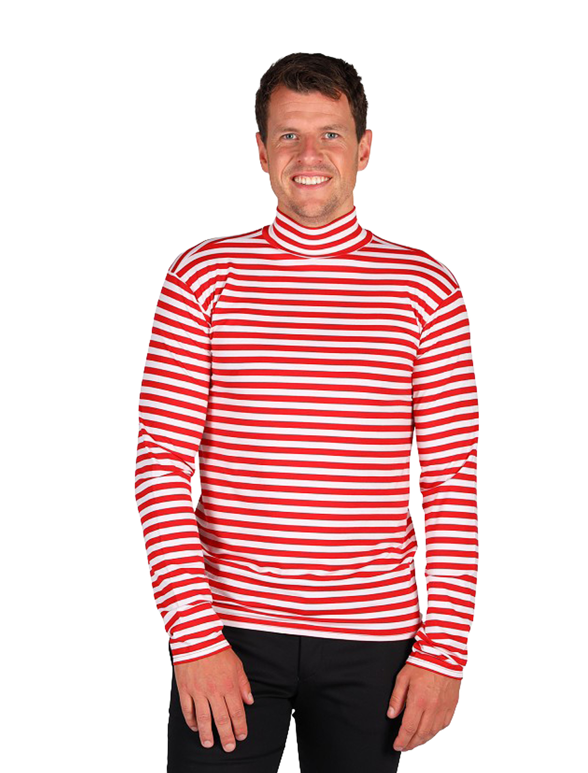 Ringelpulli mit Rollkragen Herren rot/weiß S