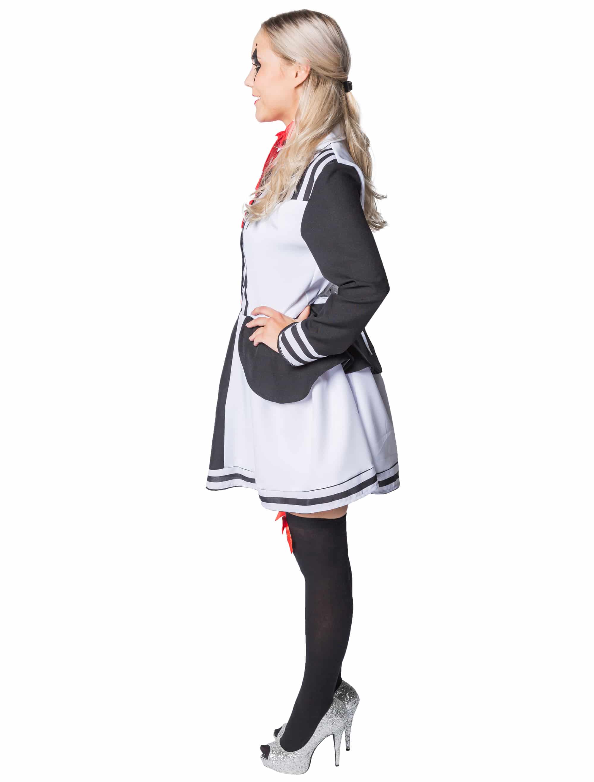 Kleid Pantomime deluxe 2-tlg. Damen schwarz/weiß 2XL