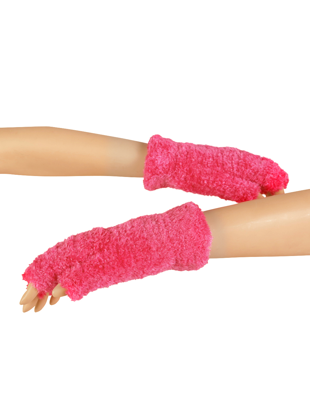 Handschuhe fingerlos Flausch neonpink one size