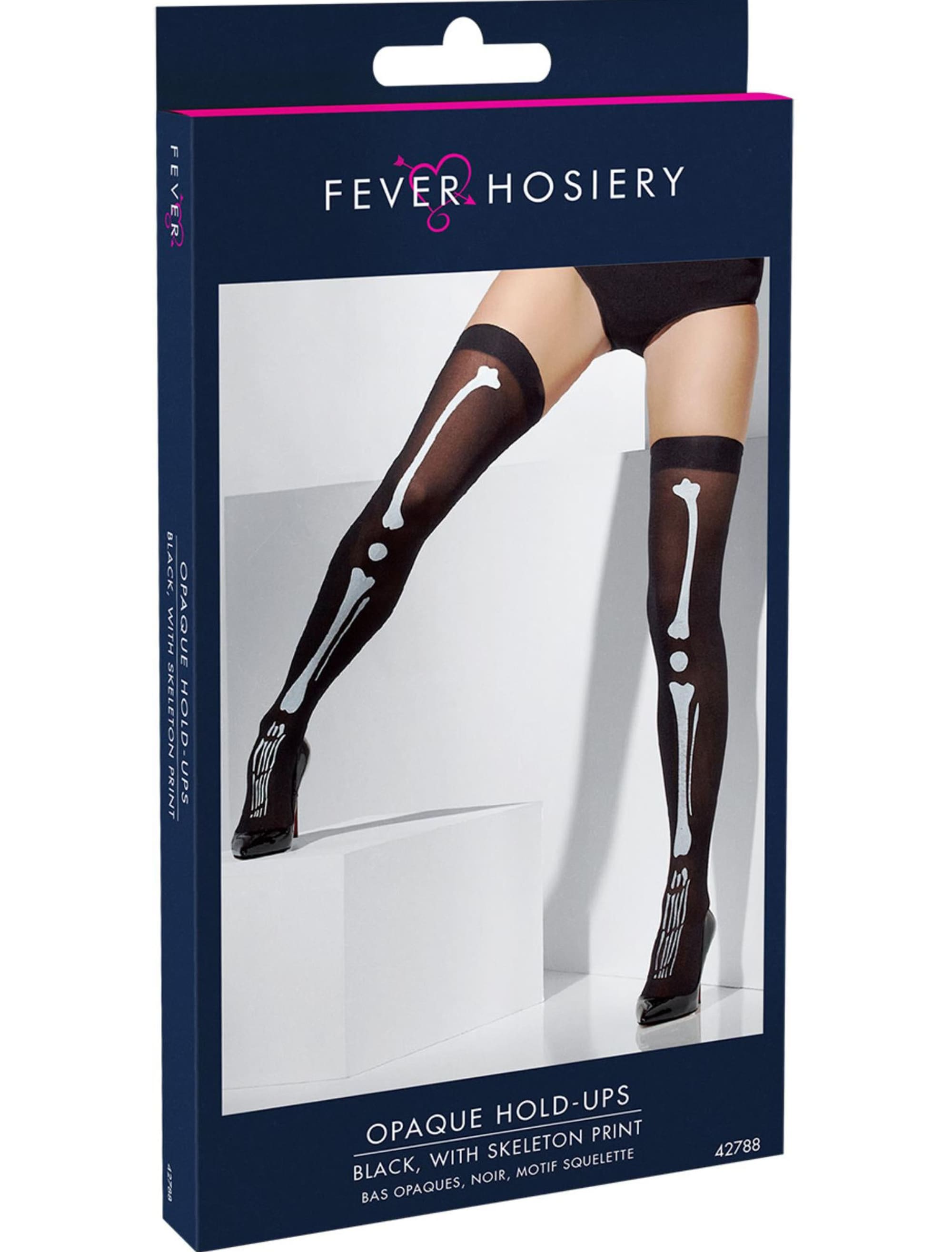 Overknees Skelett Damen schwarz/weiß one size