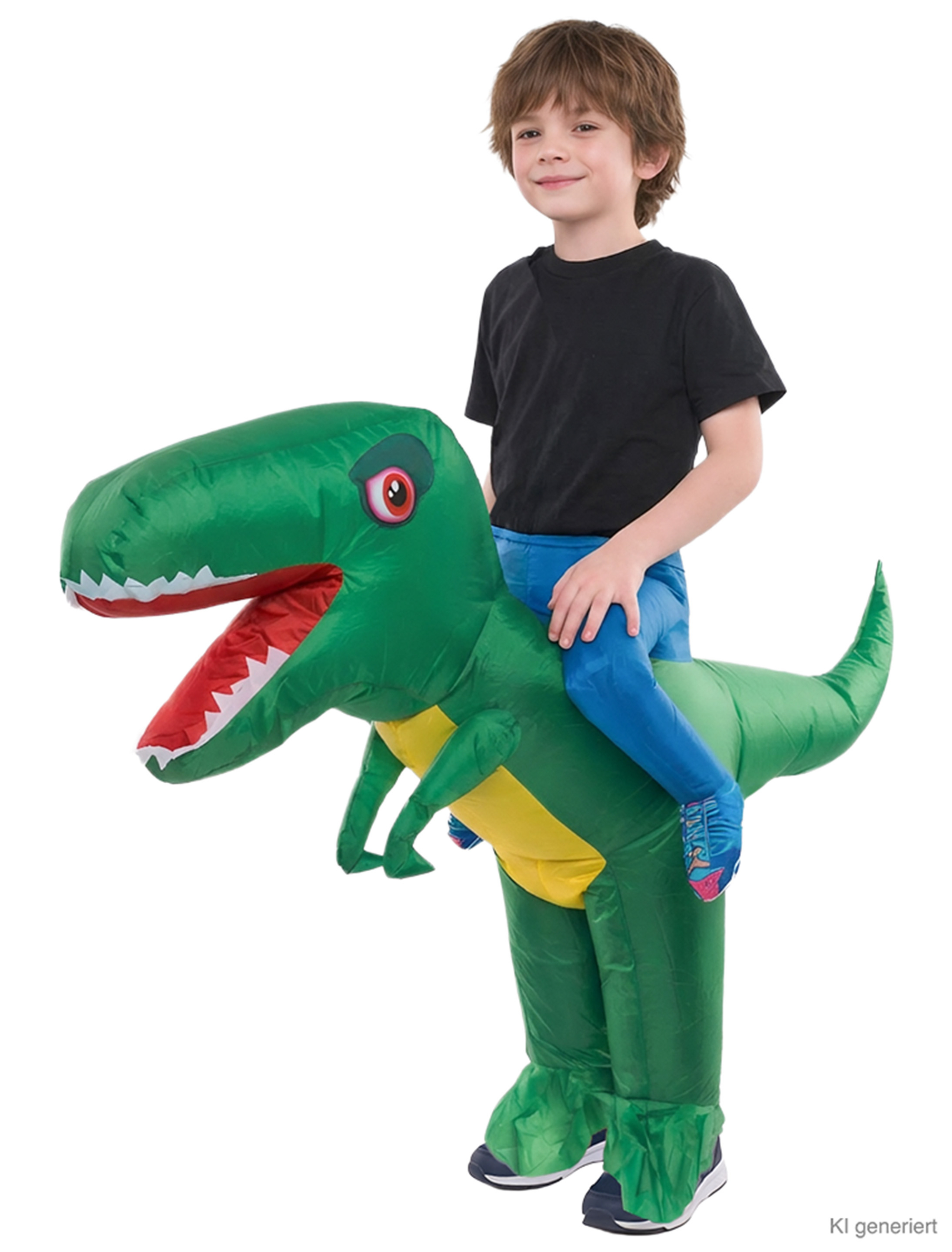 Kostüm Huckepack Dinosaurier aufblasbar Kinder grün one size